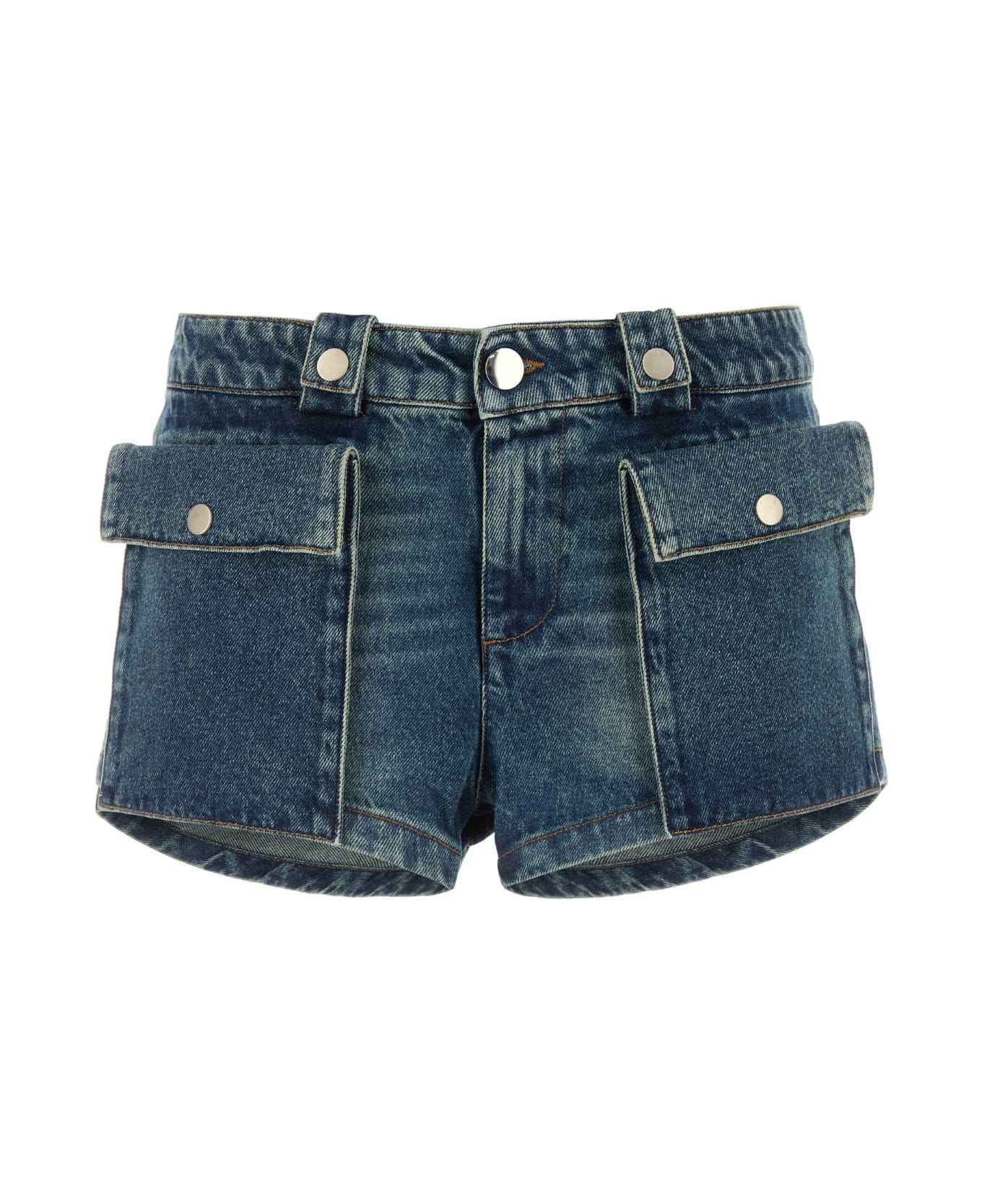 Gimaguas Stretch Denim Micro Shorts - BLUE