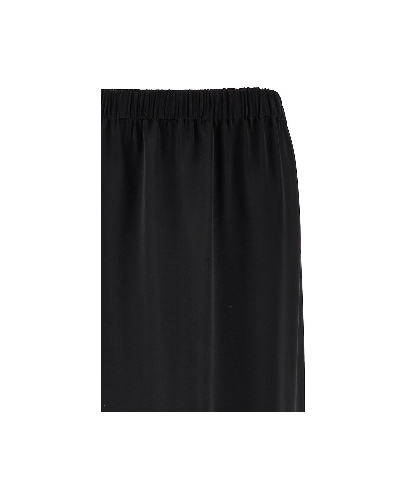 Fabiana Filippi Long Black Skirt With Elastic Waistband And Split In Fabric Woman - Black