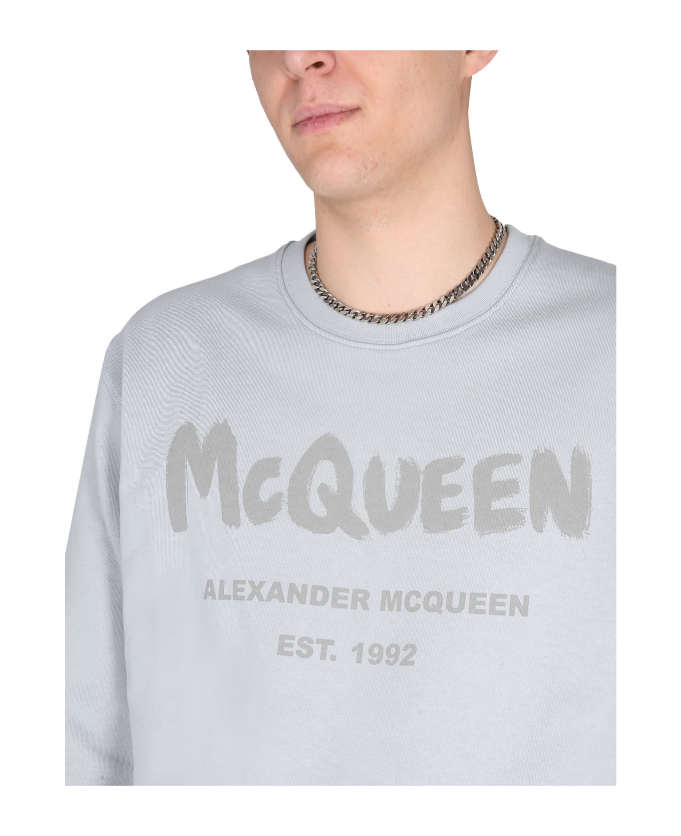 Alexander McQueen Logo Detail Cotton Sweatshirt - Light Blue フリース