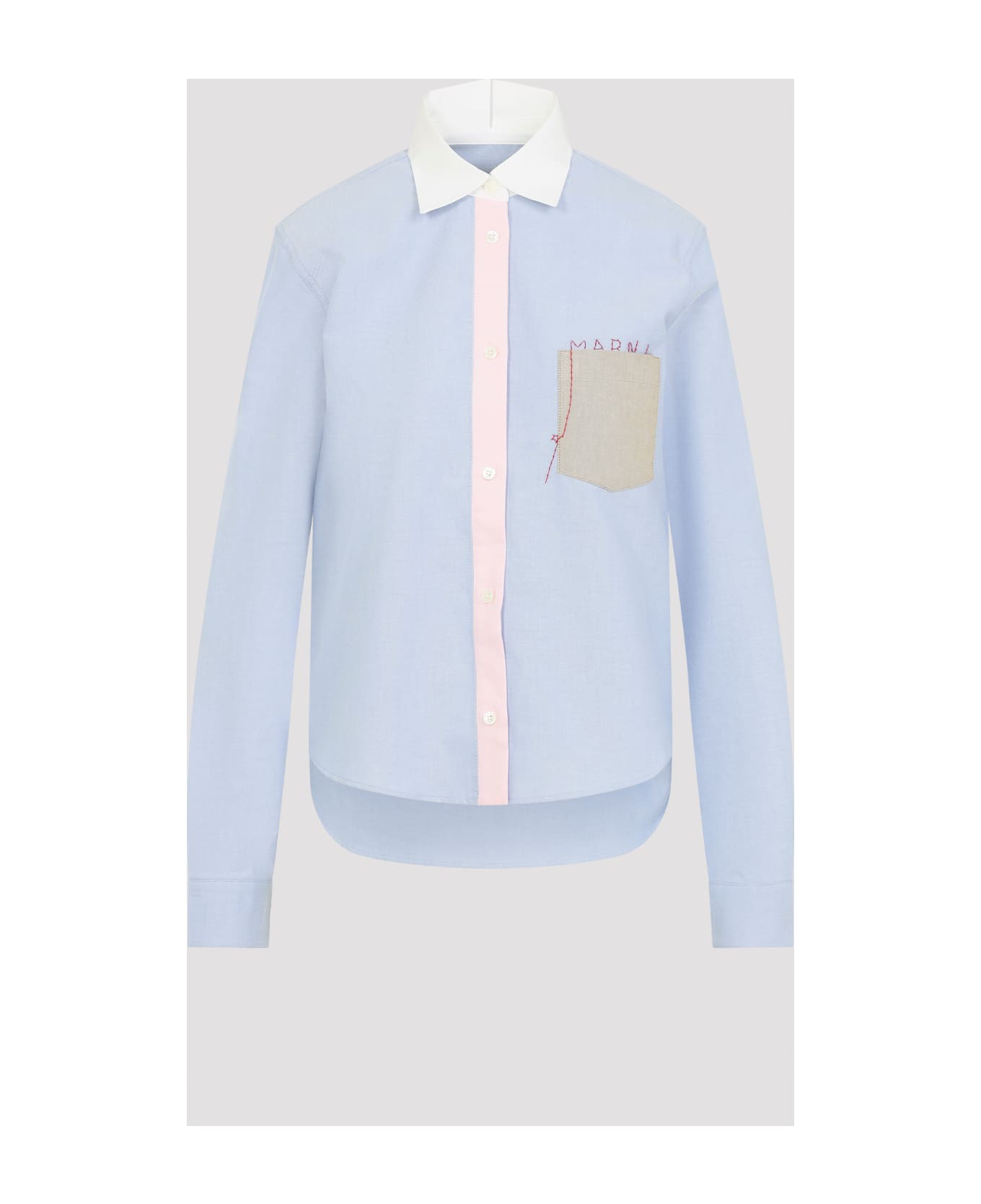 Marni Baby Shirt With Embroidered Front Pocket - Sapphire