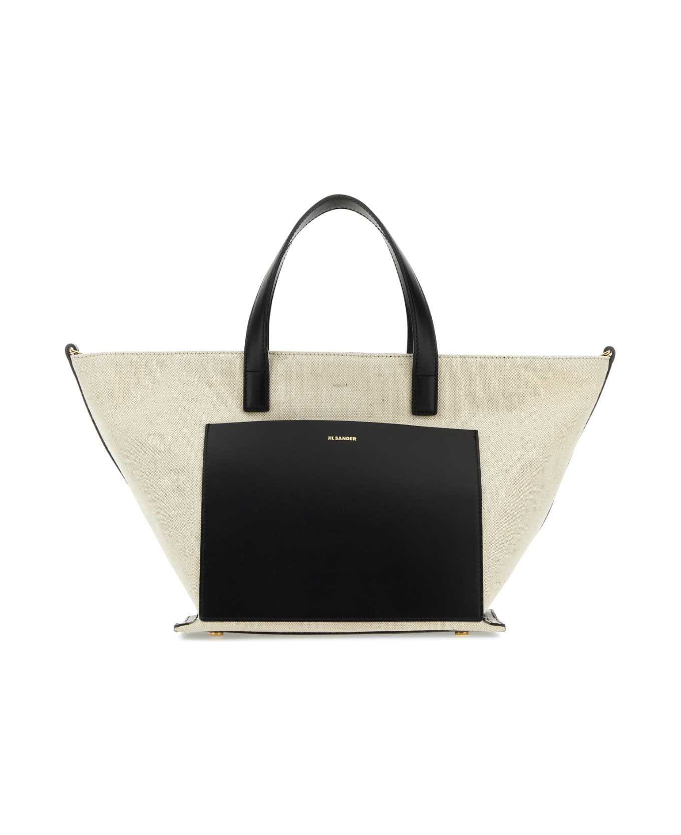 Jil Sander Two-tone Canvas And Leather Small Wander Square Handbag - 280