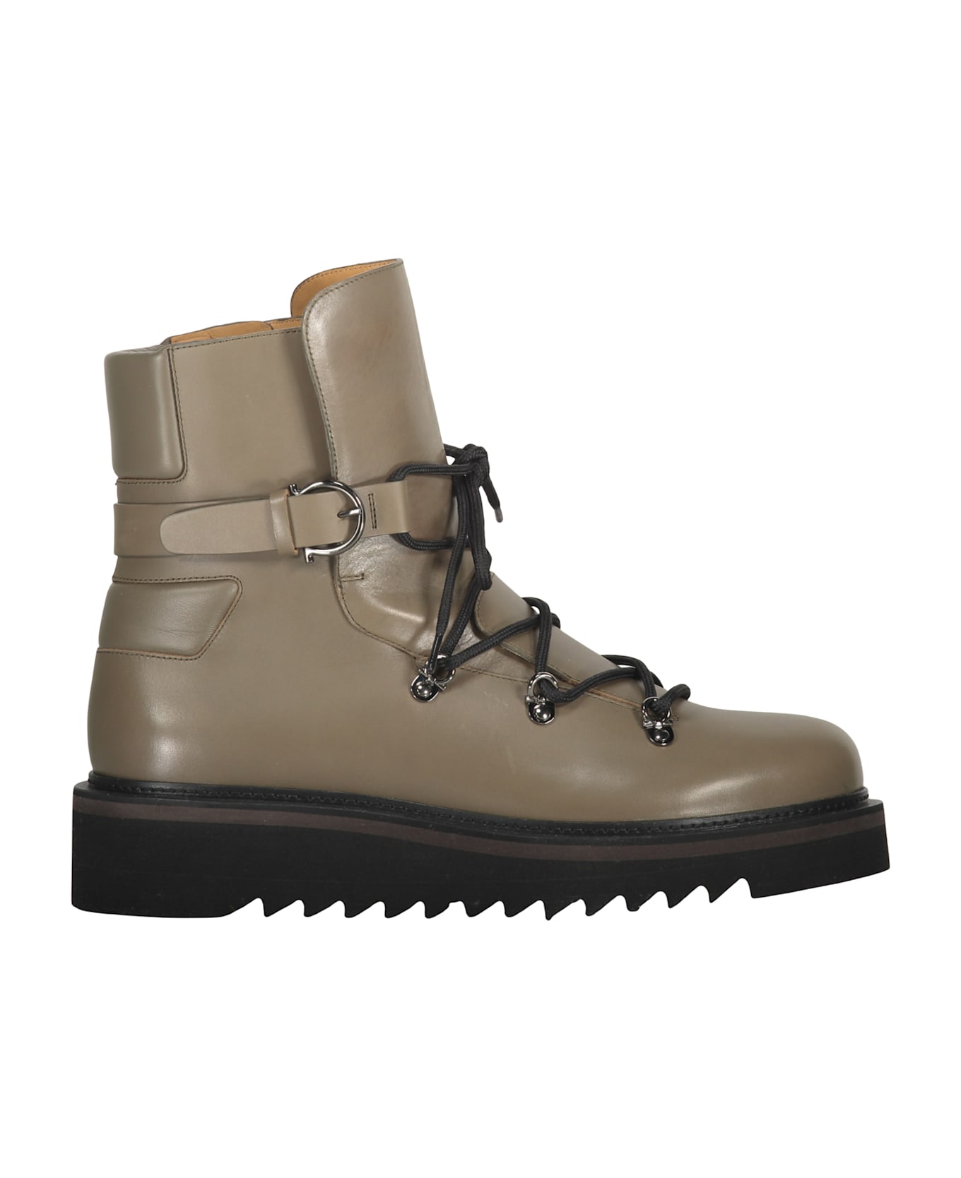 Ferragamo Leather Lace-up Boots - green