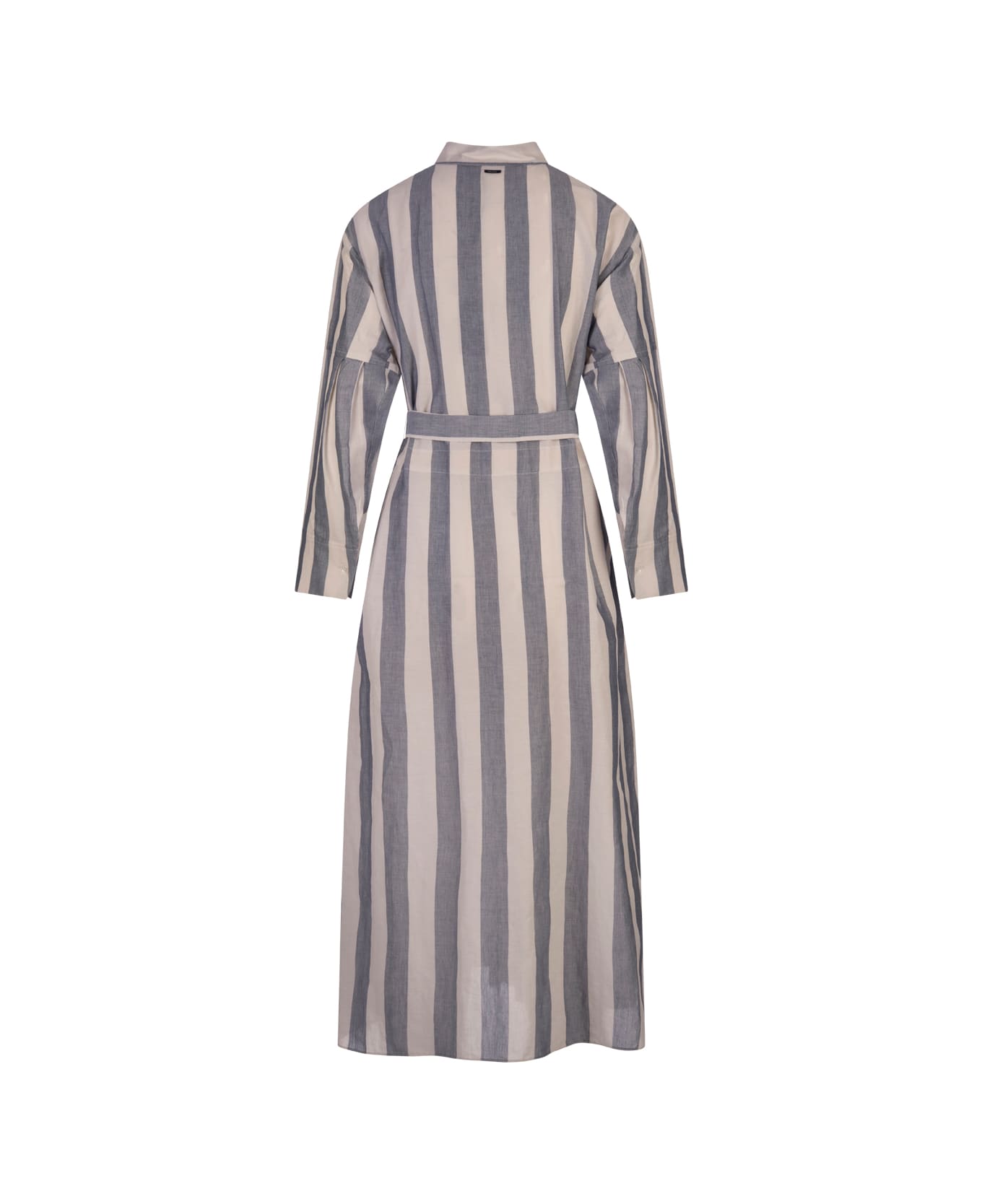 
S Max Mara Rima Dress With White And Light Blue Stripes - Blu