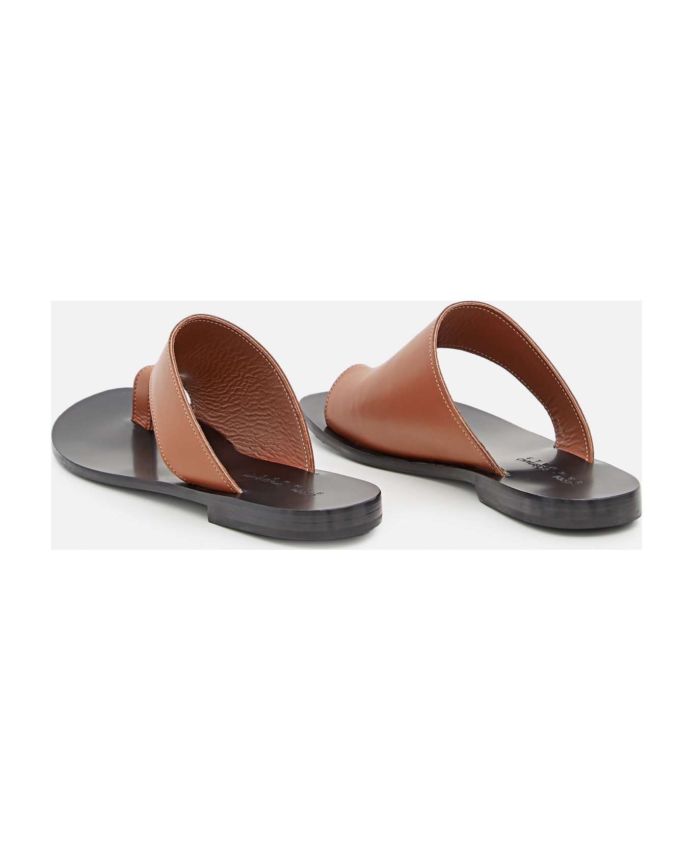 Capri Positano Guidonia Leather Flat Sandals - Brown