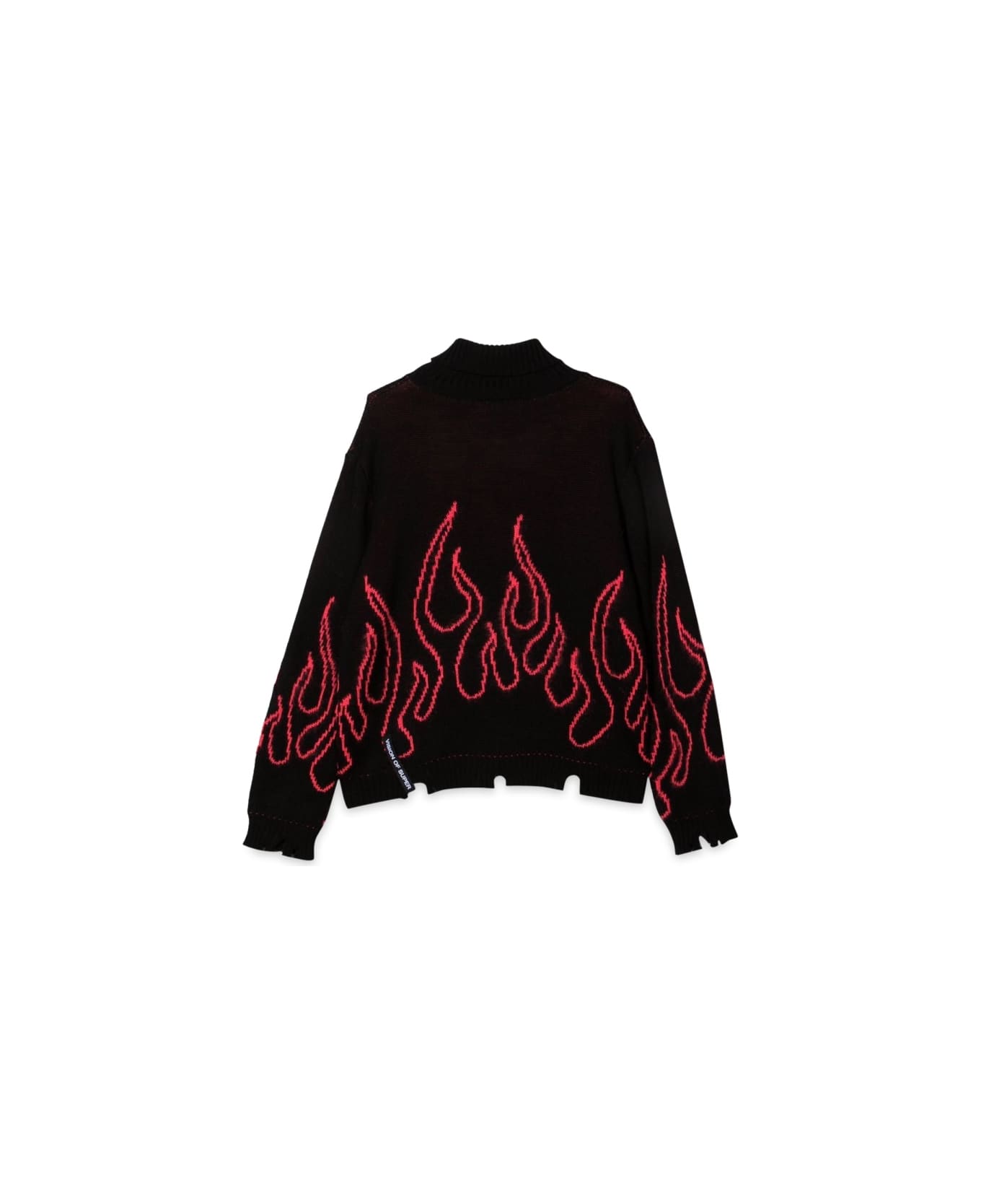 Vision of Super Black Jumper High Neck With Pink Flames - BLACK