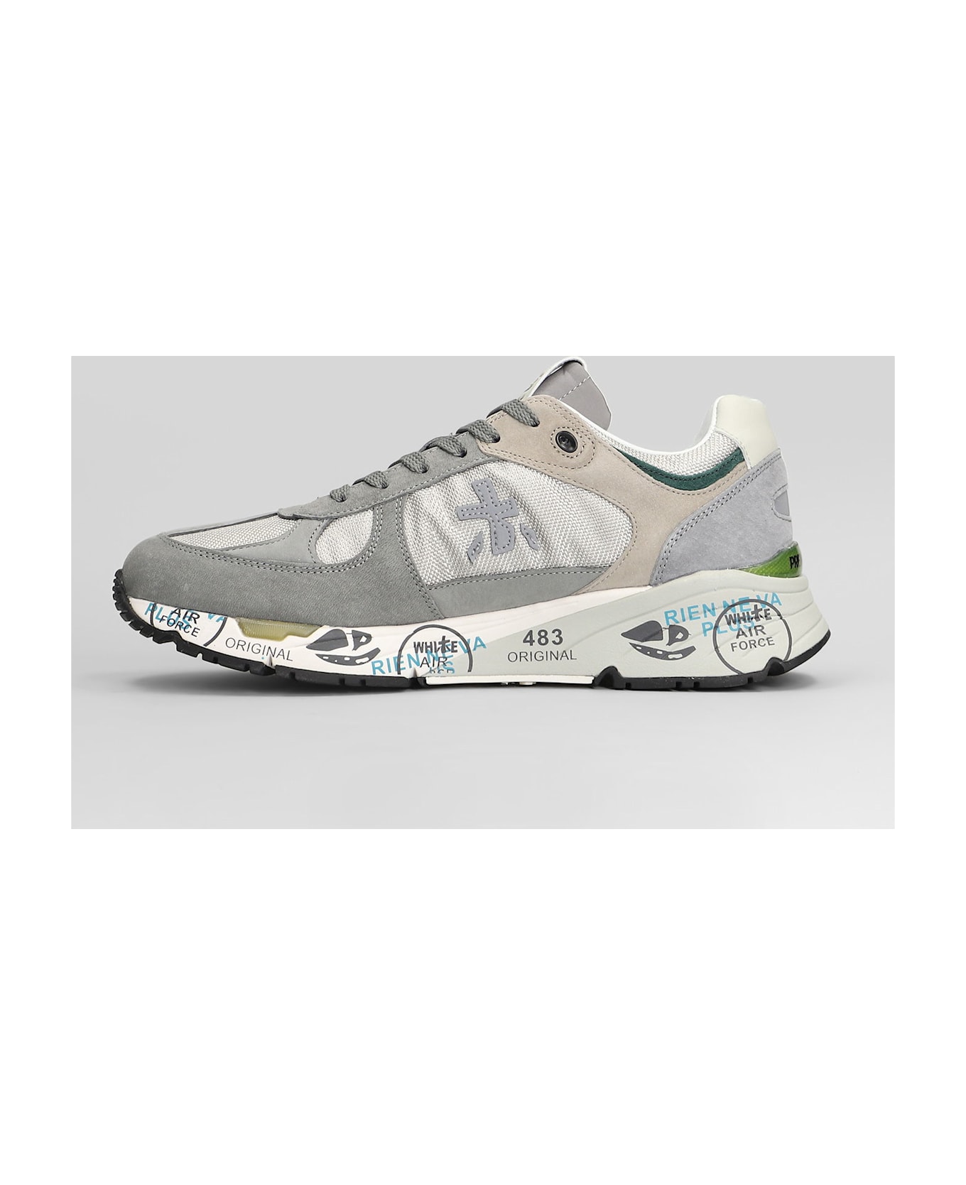 Premiata Mase Sneakers In Grey Suede And Fabric - grey