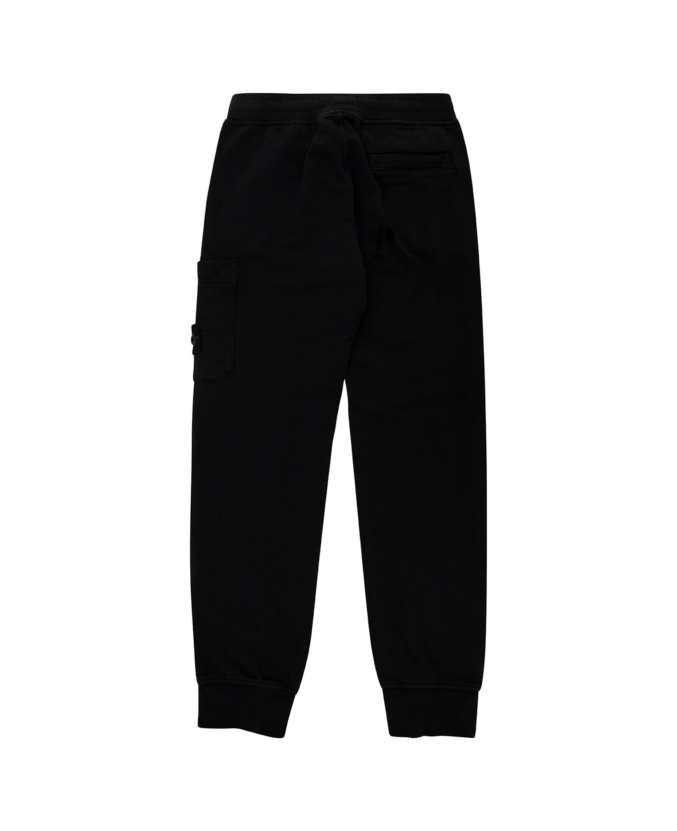 Stone Island Black Trackpants With Logo Patch In Cotton Boy - Black