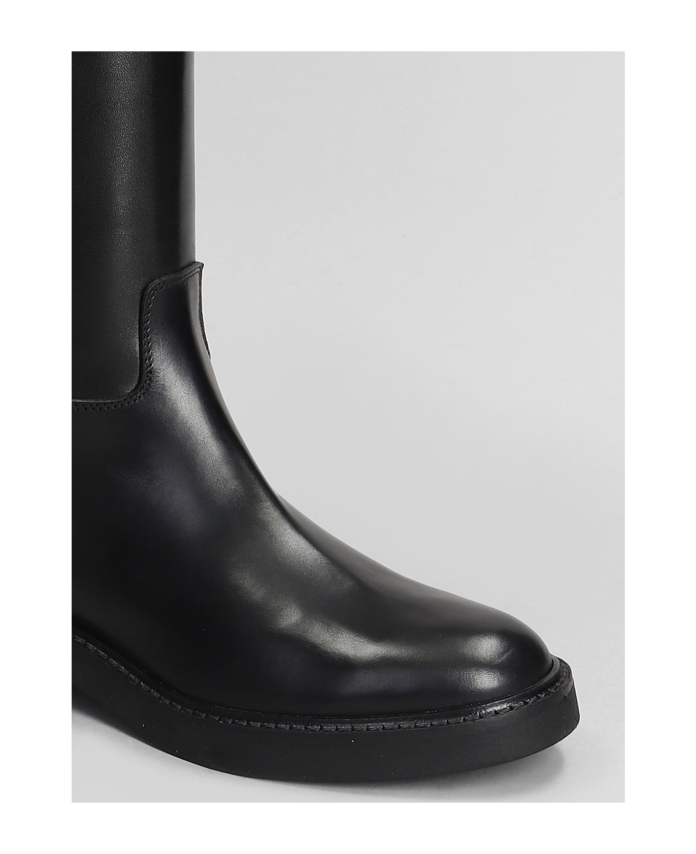 Julie Dee Low Heels Boots In Black Leather - black