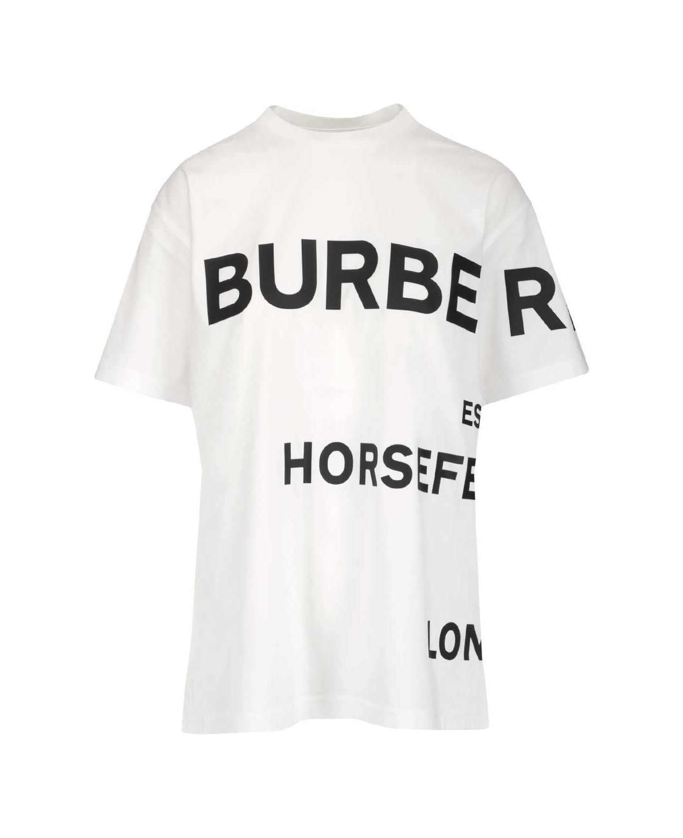 Burberry Logo Printed Crewneck T-shirt - WHITE