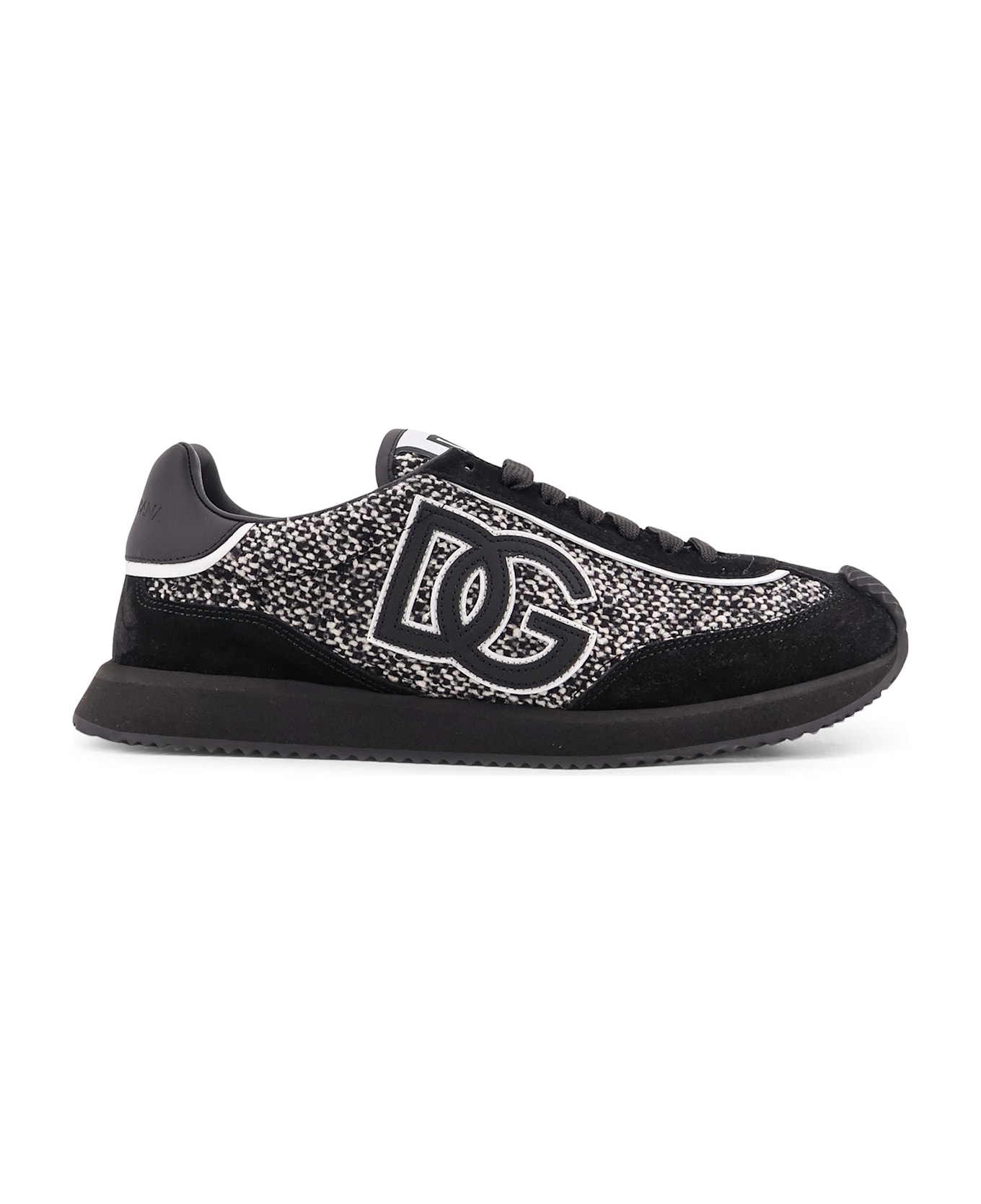 Dolce 
Gabbana Low-top Wool Sneakers With Suede Inserts - Black