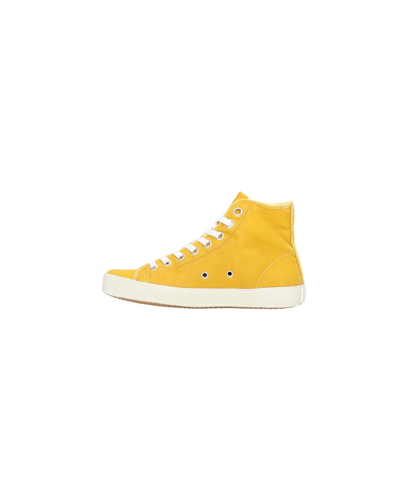 Maison Margiela Sneakers In Yellow Velvet - yellow