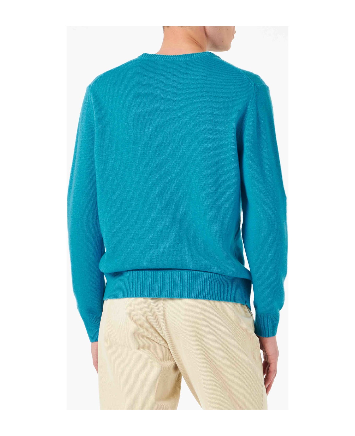 MC2 Saint Barth Man Sweater With Bello E Possibile Print - BLUE