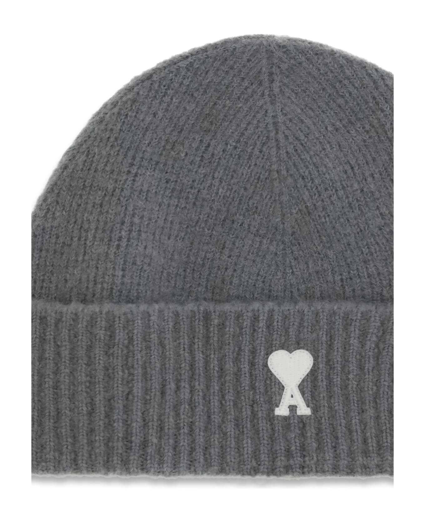 Ami Alexandre Mattiussi Ami De Coeur Beanie Hat - GREY