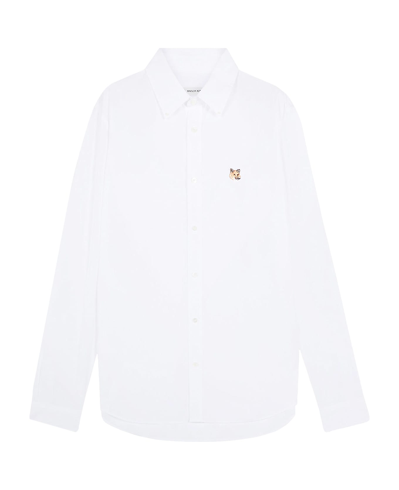 Maison Kitsuné Oxford Cotton Shirt With Embroidered Foxy Logo - White