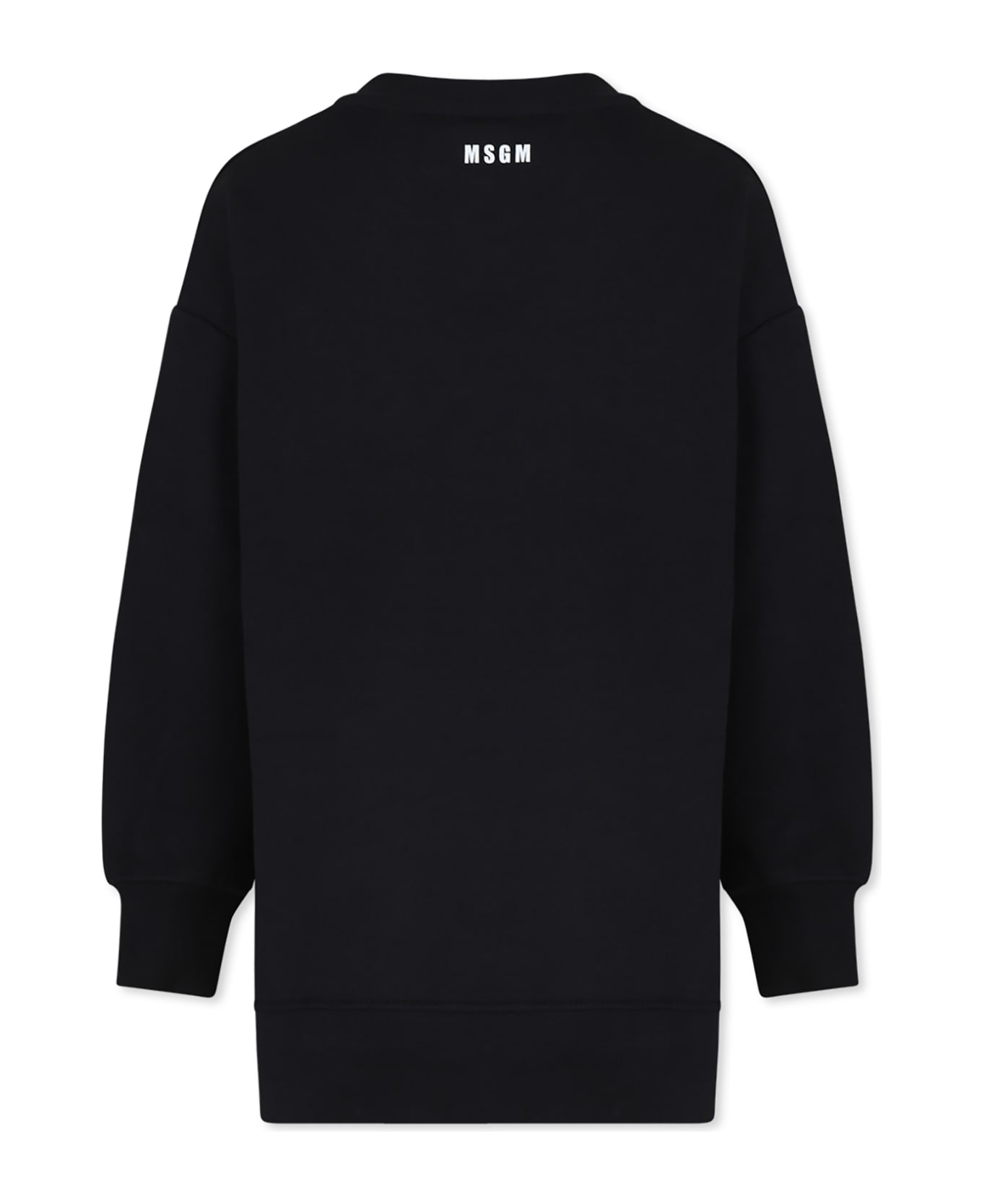 MSGM Black Dress For Girl With Logo - Black