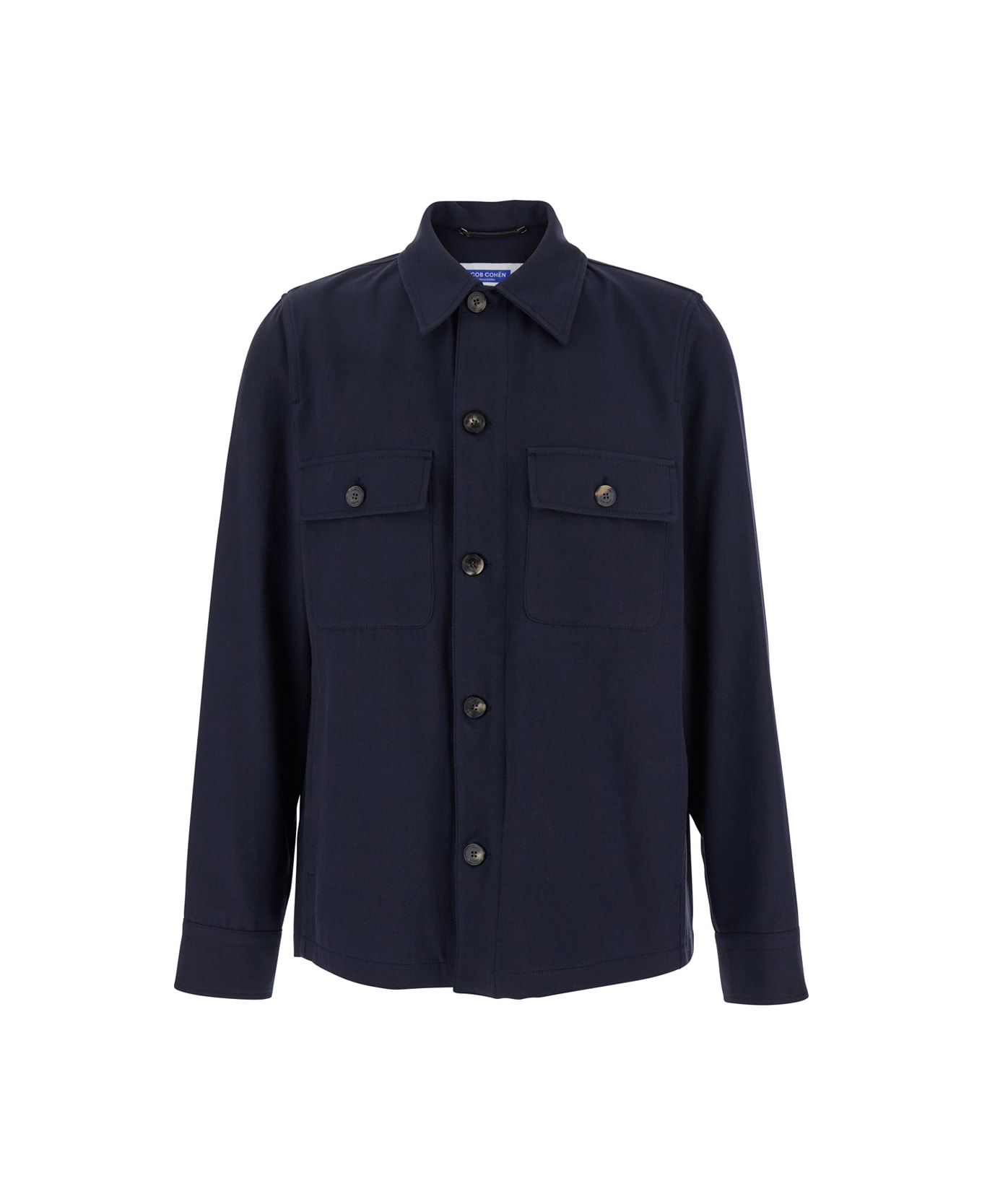 Jacob Cohen Blue Jacket With Classic Collar And Logo Patch On The Rear In Cotton Man - Blu