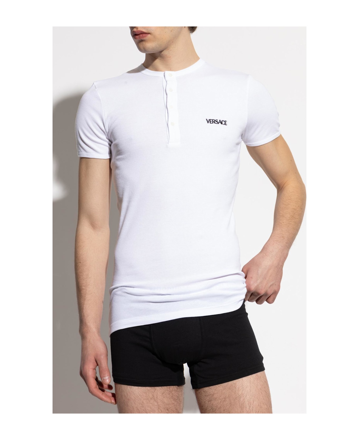 Versace Underwear T-shirt With Embroidered Logo - White