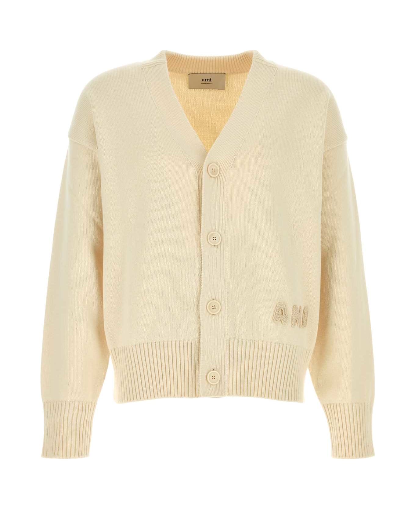 Ami Alexandre Mattiussi Cream Cotton Blend Cardigan - WHITECREAM
