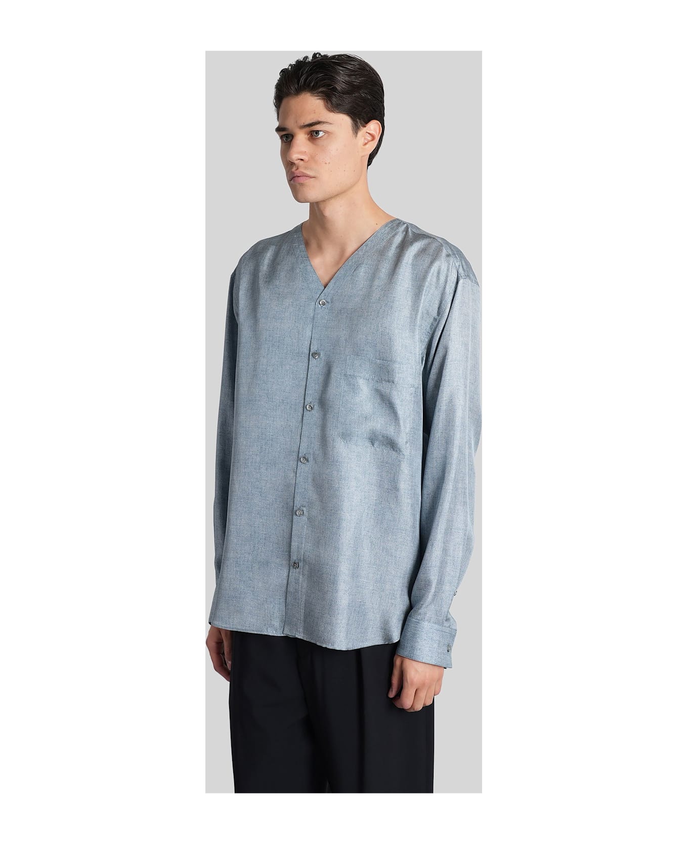 Giorgio Armani Shirt In Blue Silk - blue