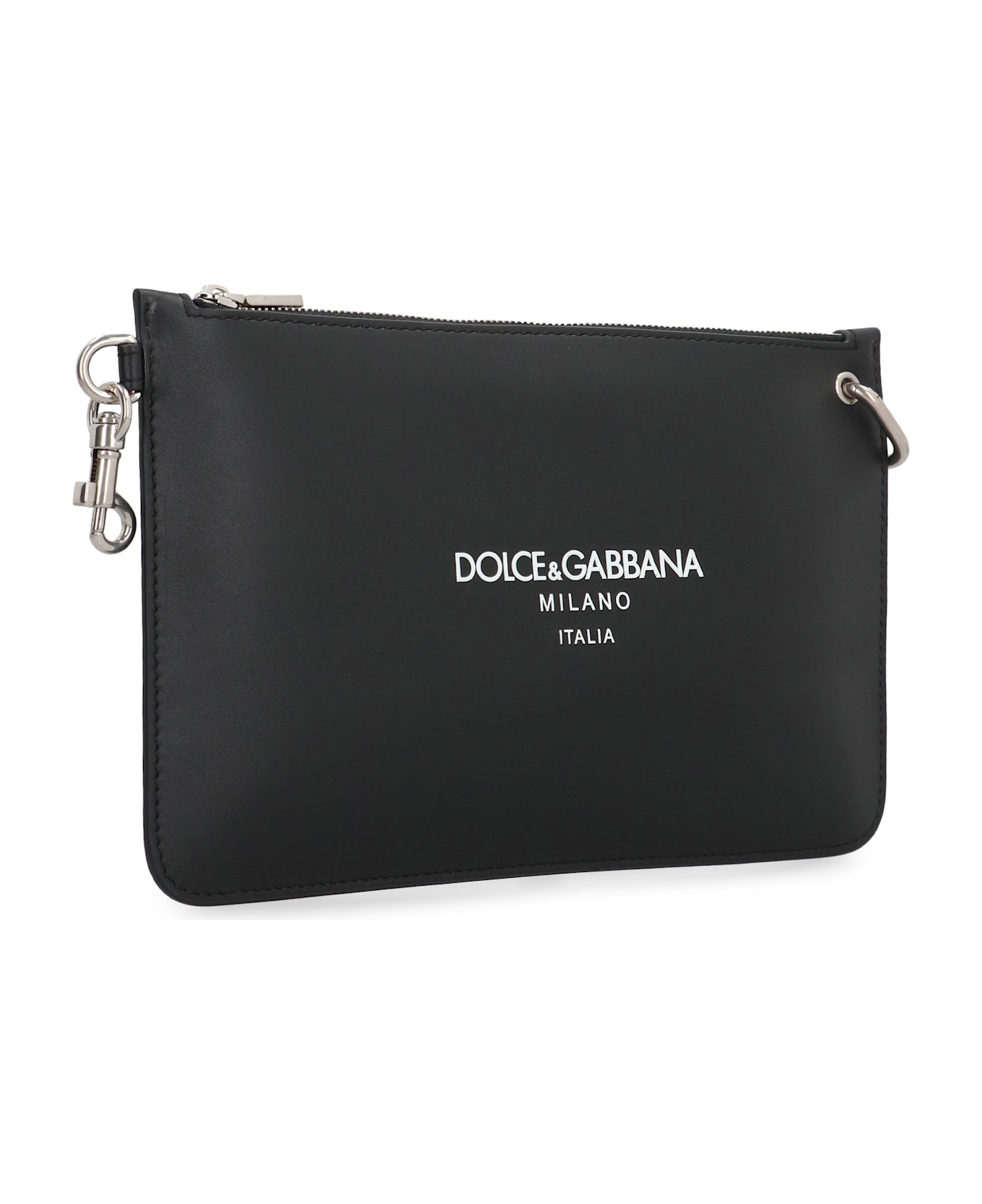 Dolce 
Gabbana Necessaire Leather Flat Pouch - black