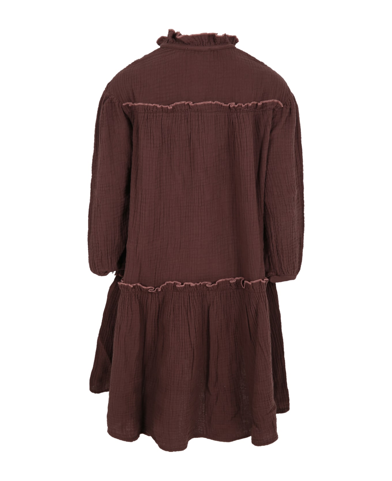 Coco Au Lait Brown Dress For Girl With Flowers - Brown