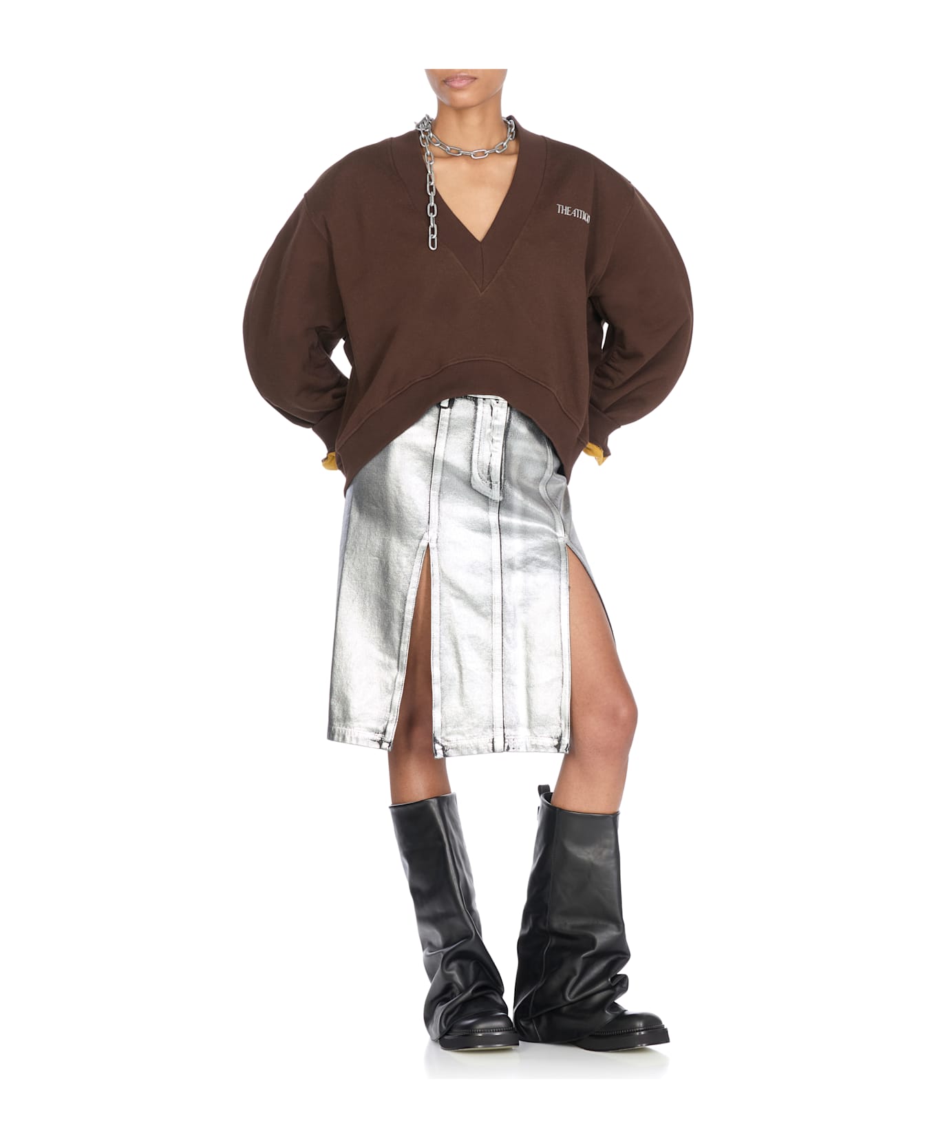 The Attico Sweatshirt With Logo - Brown