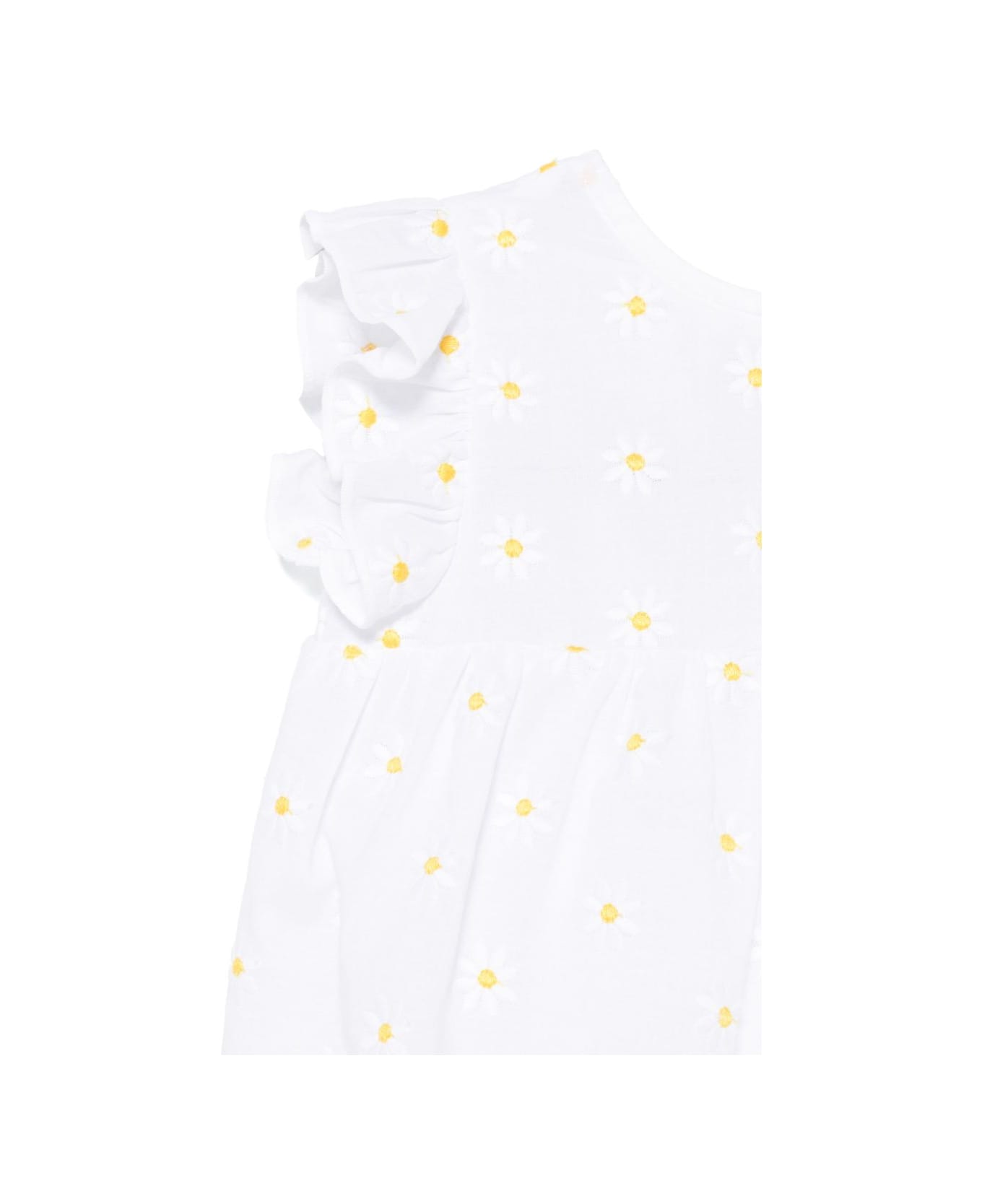 Il Gufo The Owl Playsuit With Flower Embroidery - White