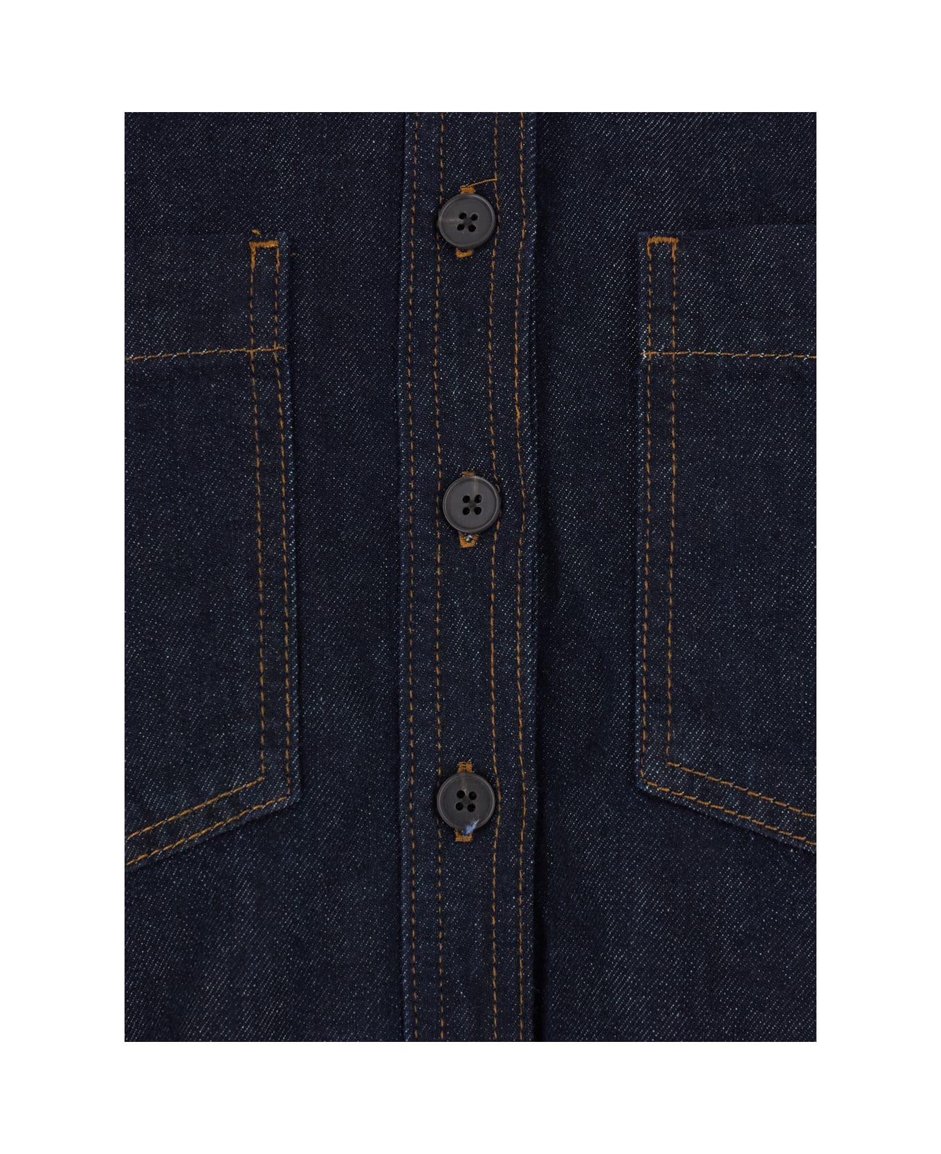 Frame Blue Shirt With Classic Collar And Two Patch Pockets On The Chest In Denim Woman - Blu