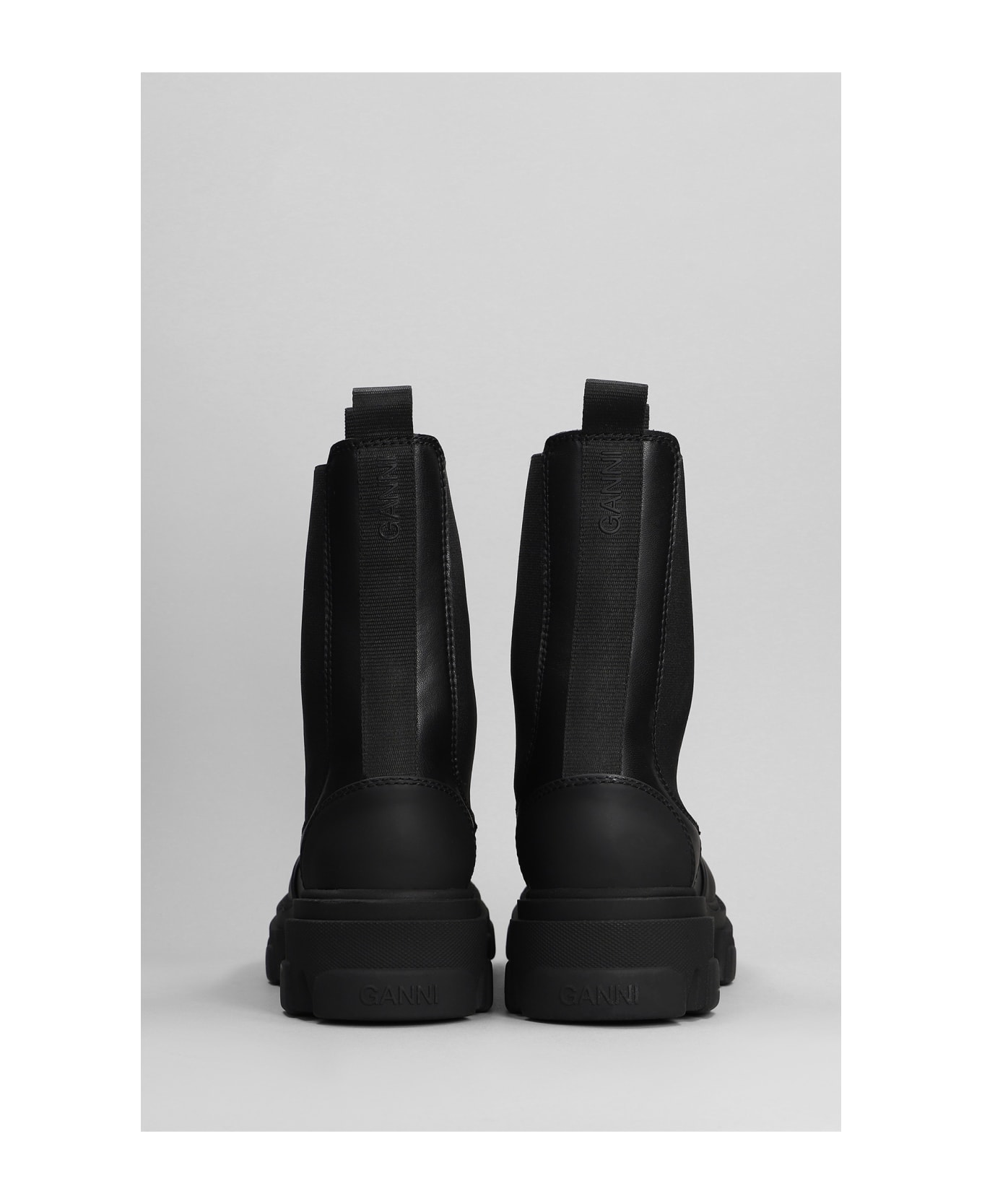 Ganni Combat Boots In Black Leather - Nero ブーツ