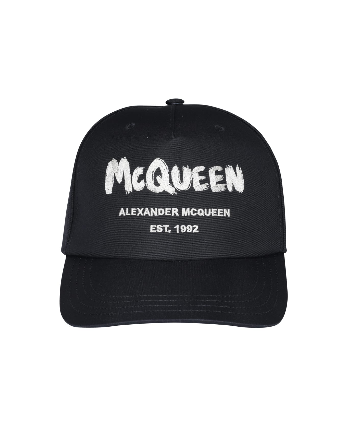 Alexander McQueen Graffiti Logo Baseball Cap - BLACK IVORY