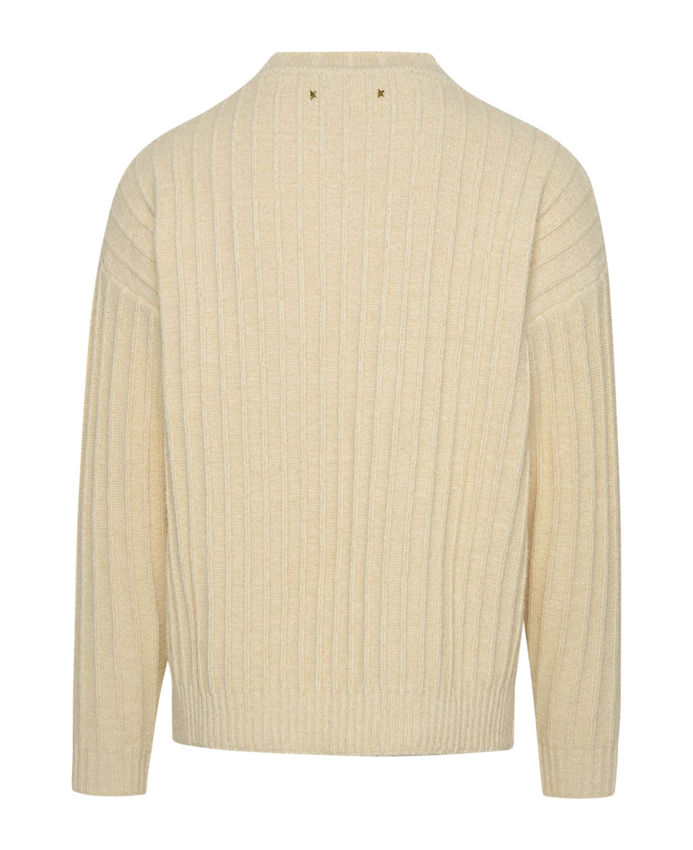 Golden Goose Ivory Cotton Ribbed Sweater - Beige ニットウェア