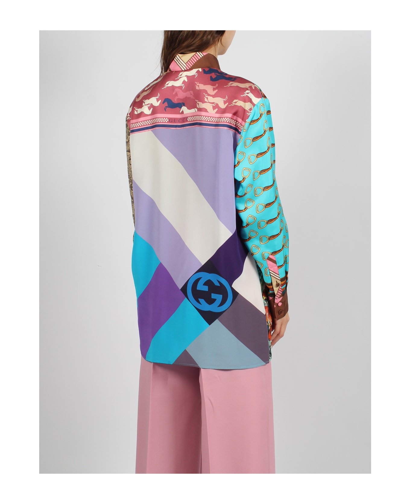 Gucci Heritage Patchwork Print Silk Shirt - Multicolour シャツ