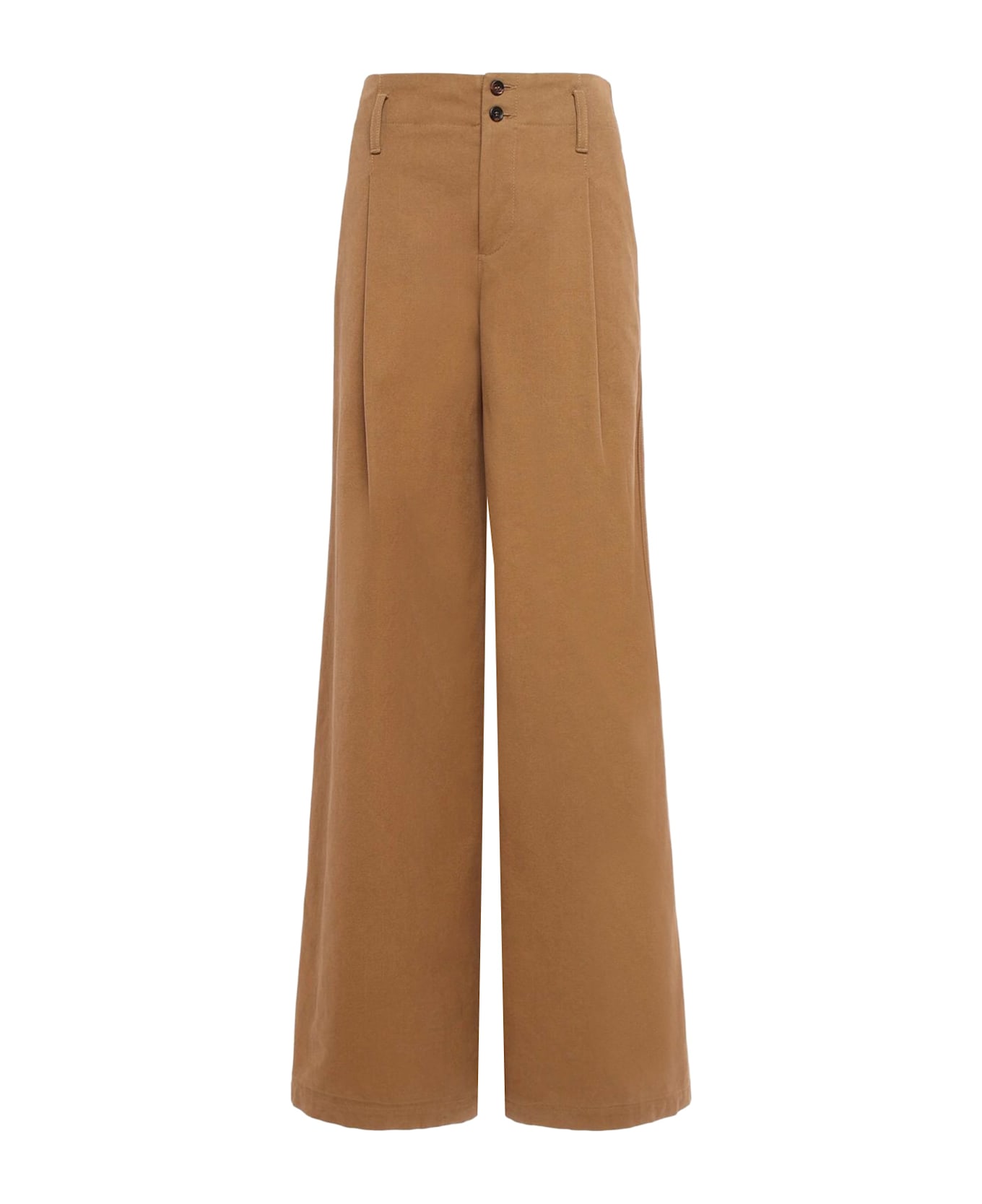 Chloé Wide Leg Canvas Trousers - Mustard Brown
