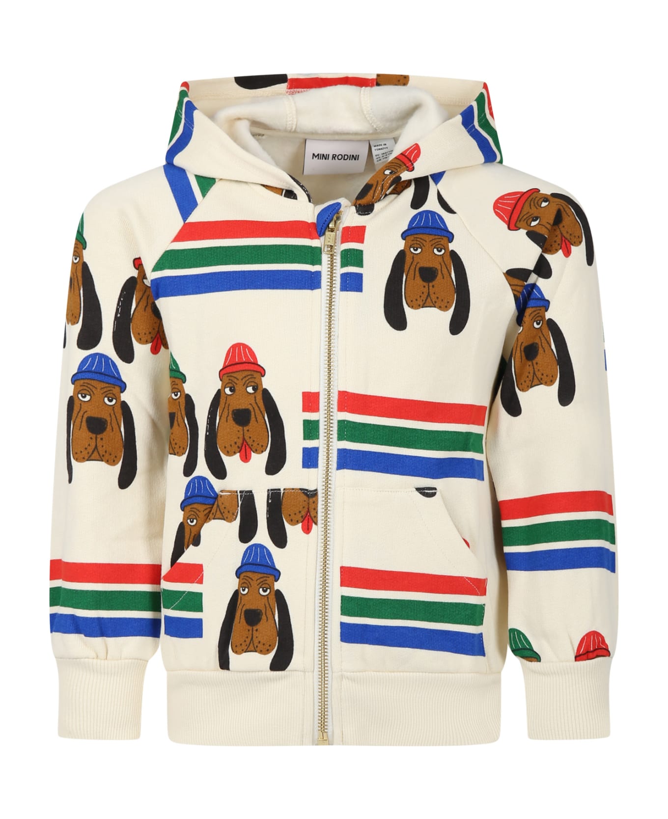 Mini Rodini Ivory Sweatshirt For Kids With Dogs - Ivory