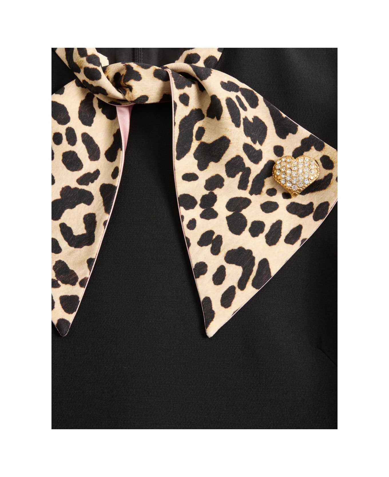 Valentino Garavani Short-sleeve Dress With Black Leopard Bow - Black