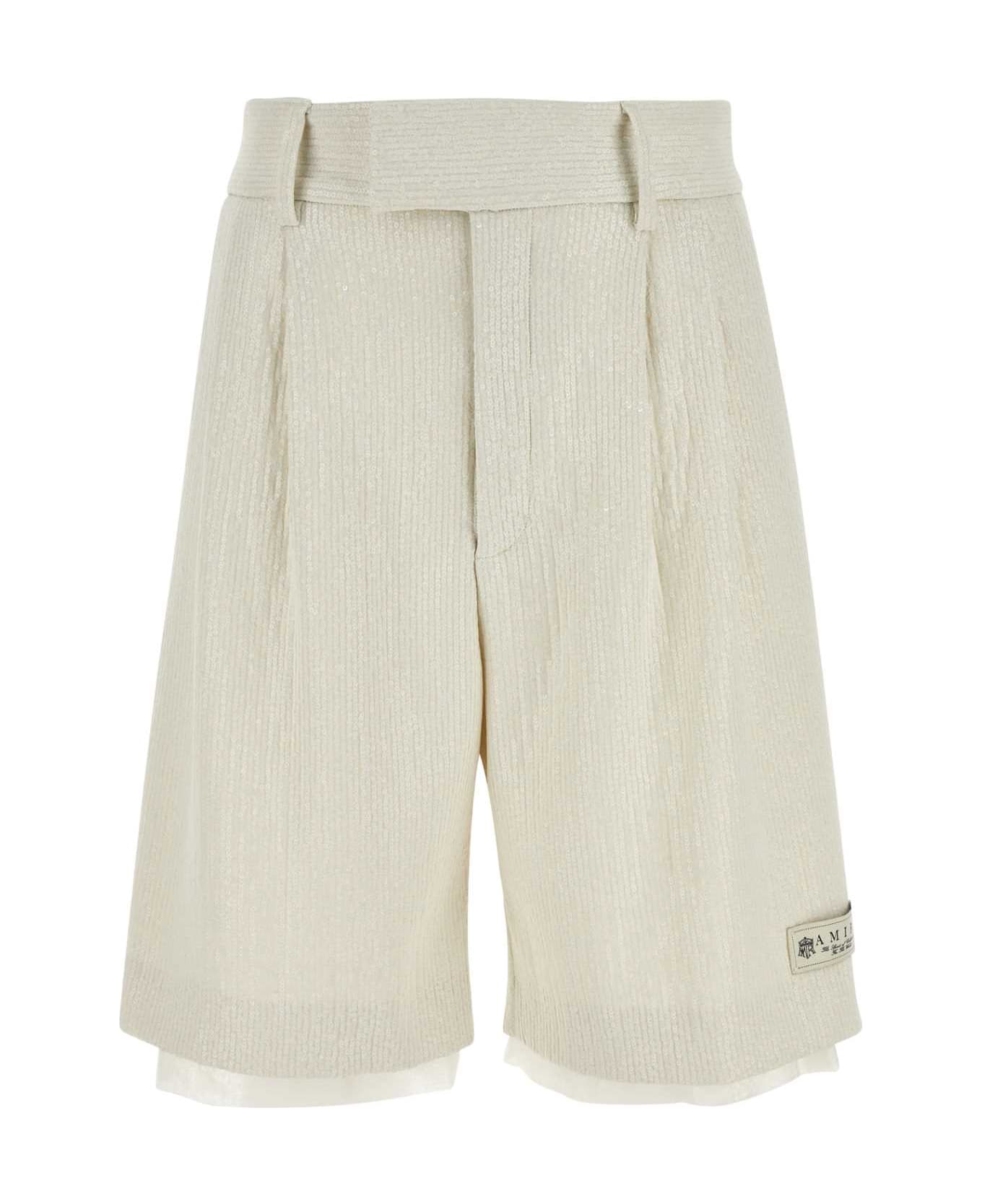 AMIRI Ivory Stretch Polyester Bermuda Shorts - WHITE