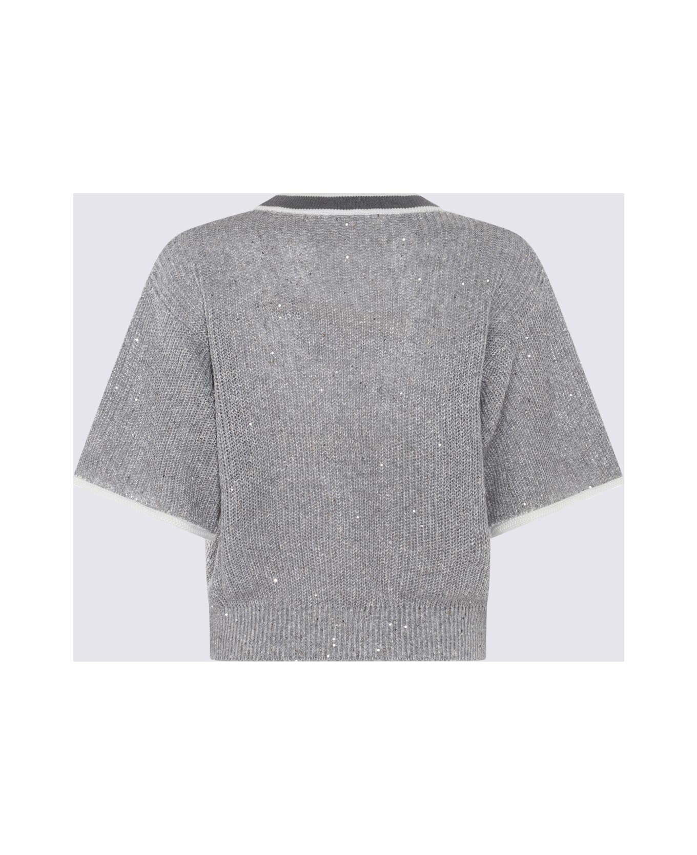 Brunello Cucinelli Mid Grey Linen Blend Sweater - GRIGIO MEDIO