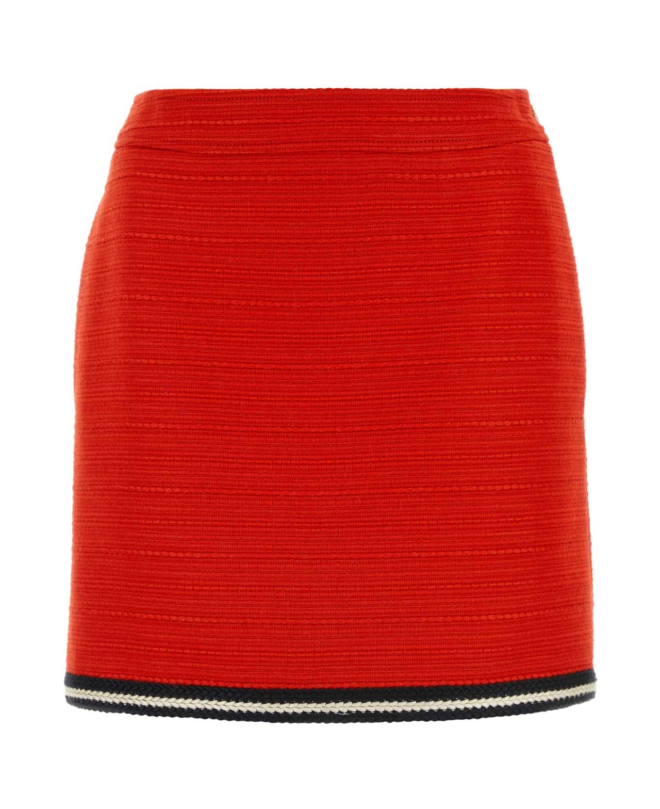 Gucci Red Tweed Skirt - VIBRANTREDMIX スカート