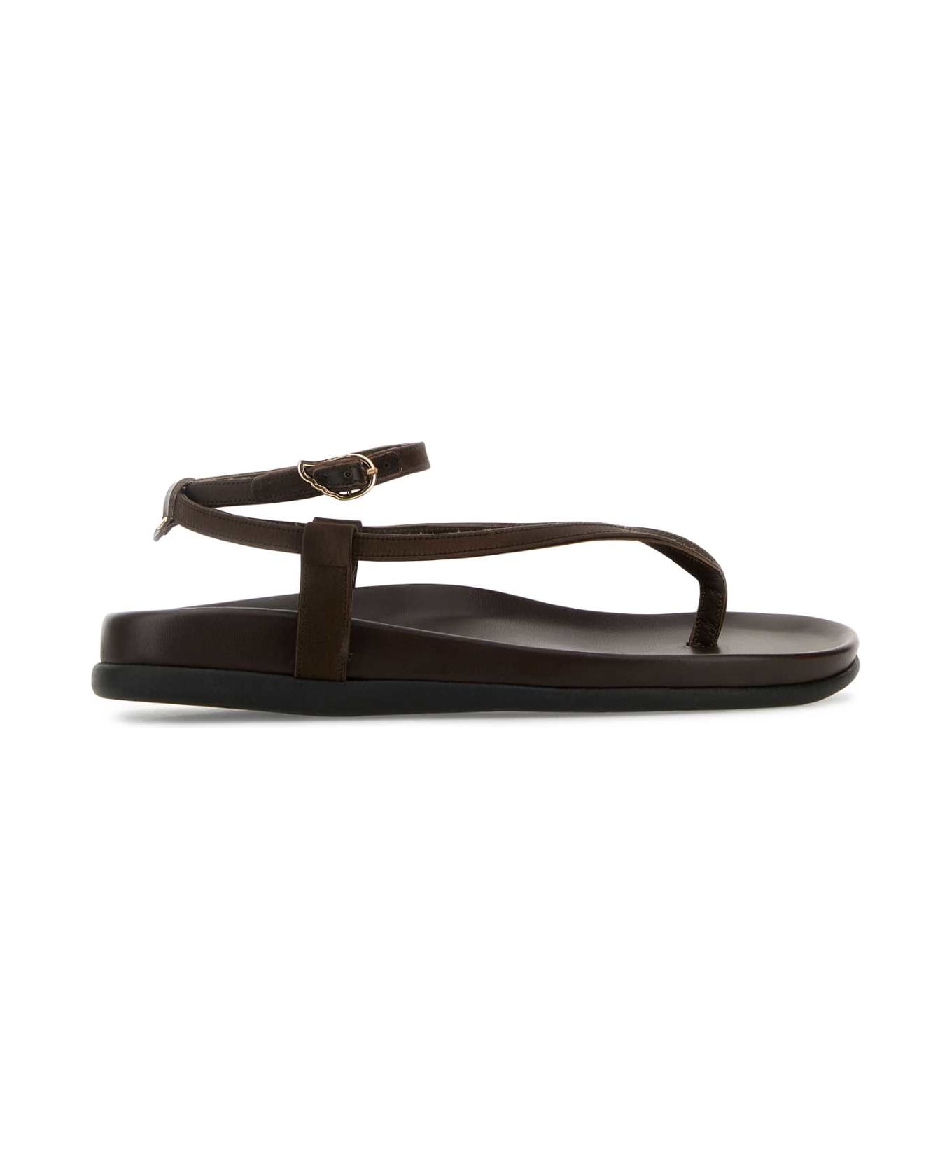Ancient Greek Sandals Brown Satin Saloni Thong Sandals - BROWN