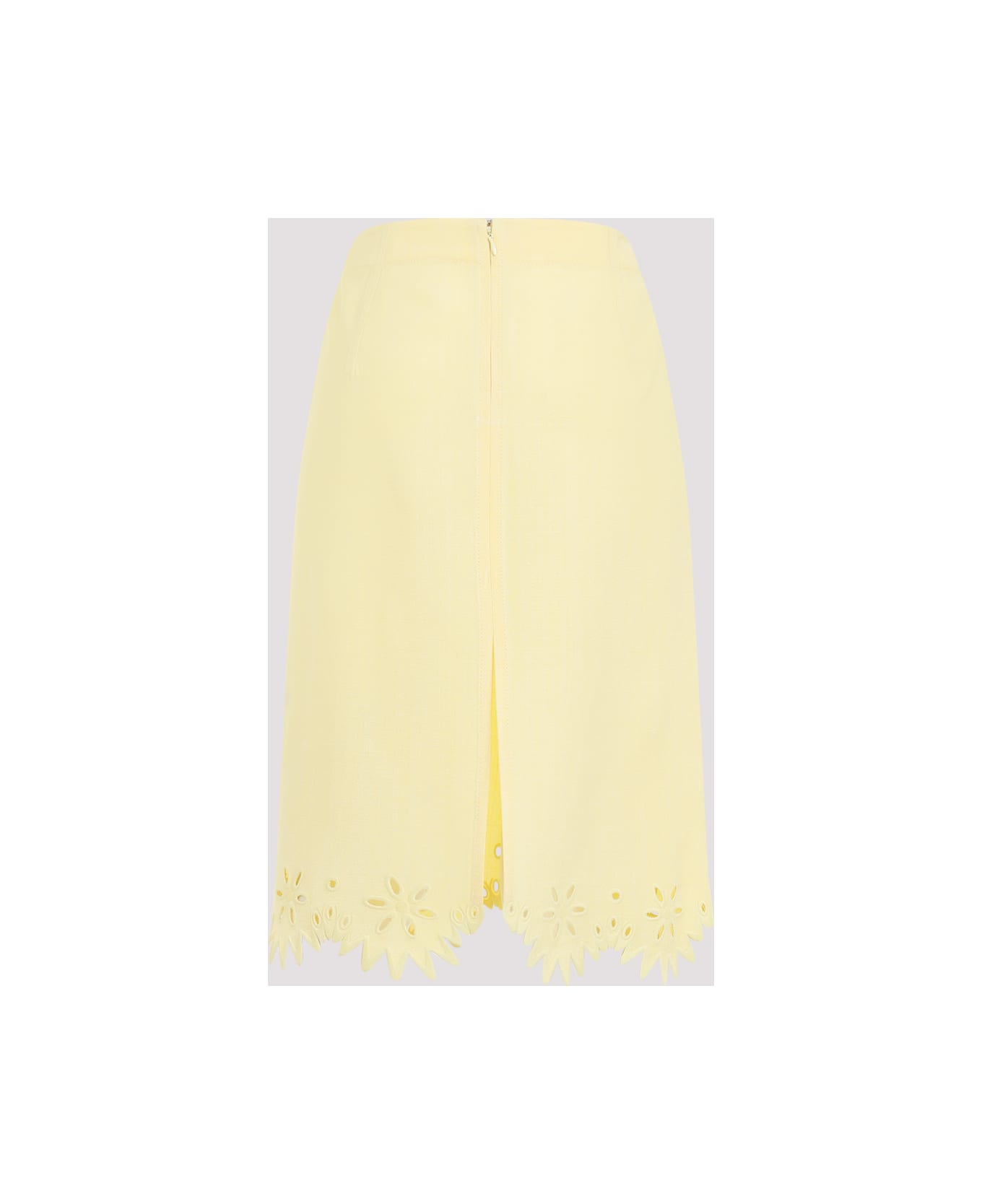 Bottega Veneta Grainy English Embroidery Midi Skirt - Chalk Banana