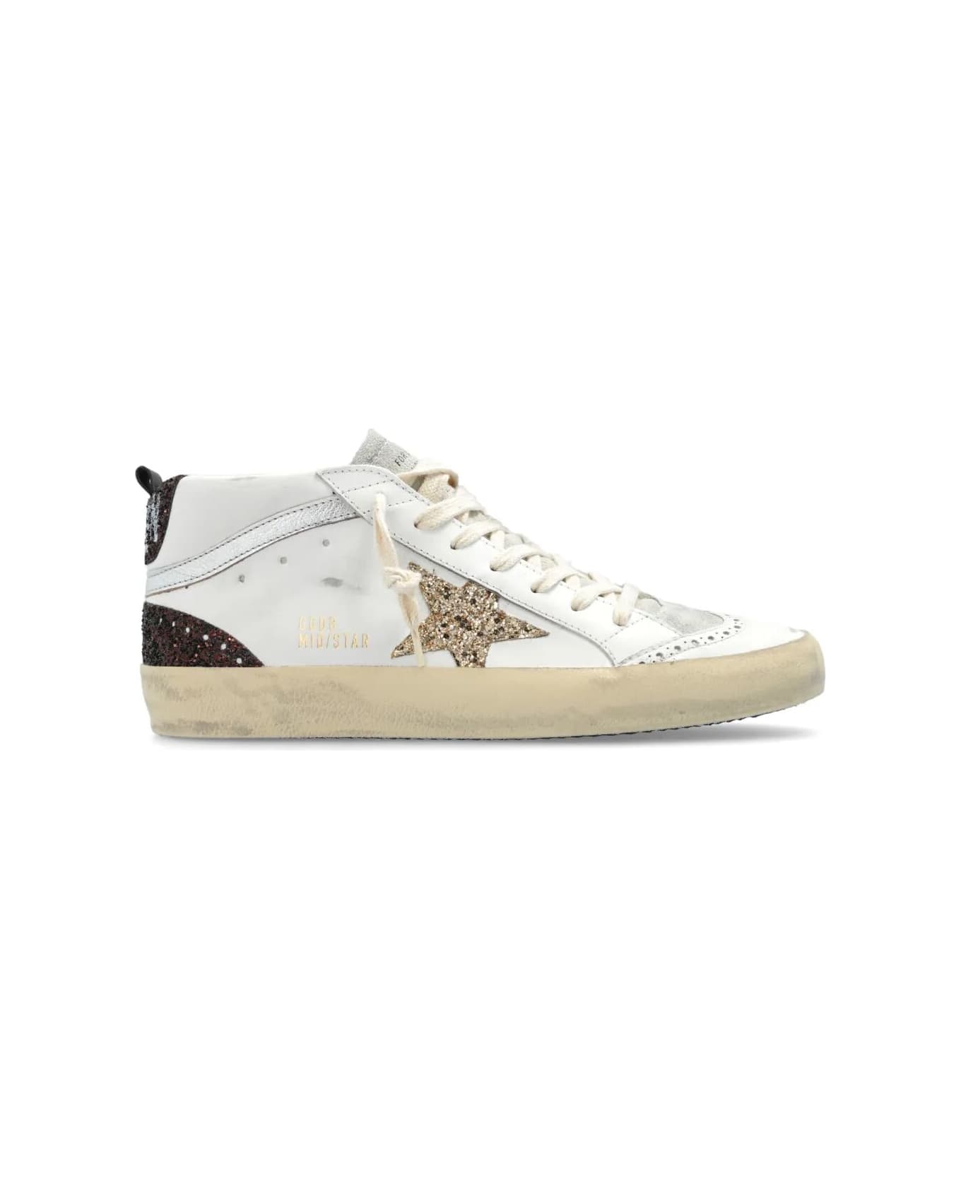 Golden Goose Mid Star Glitter-detail Sneakers - WH/ICE/GOLD/BRW