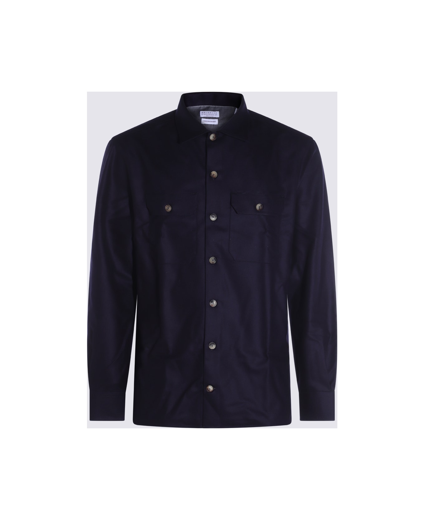 Brunello Cucinelli Navy Wool Shirt - Blue