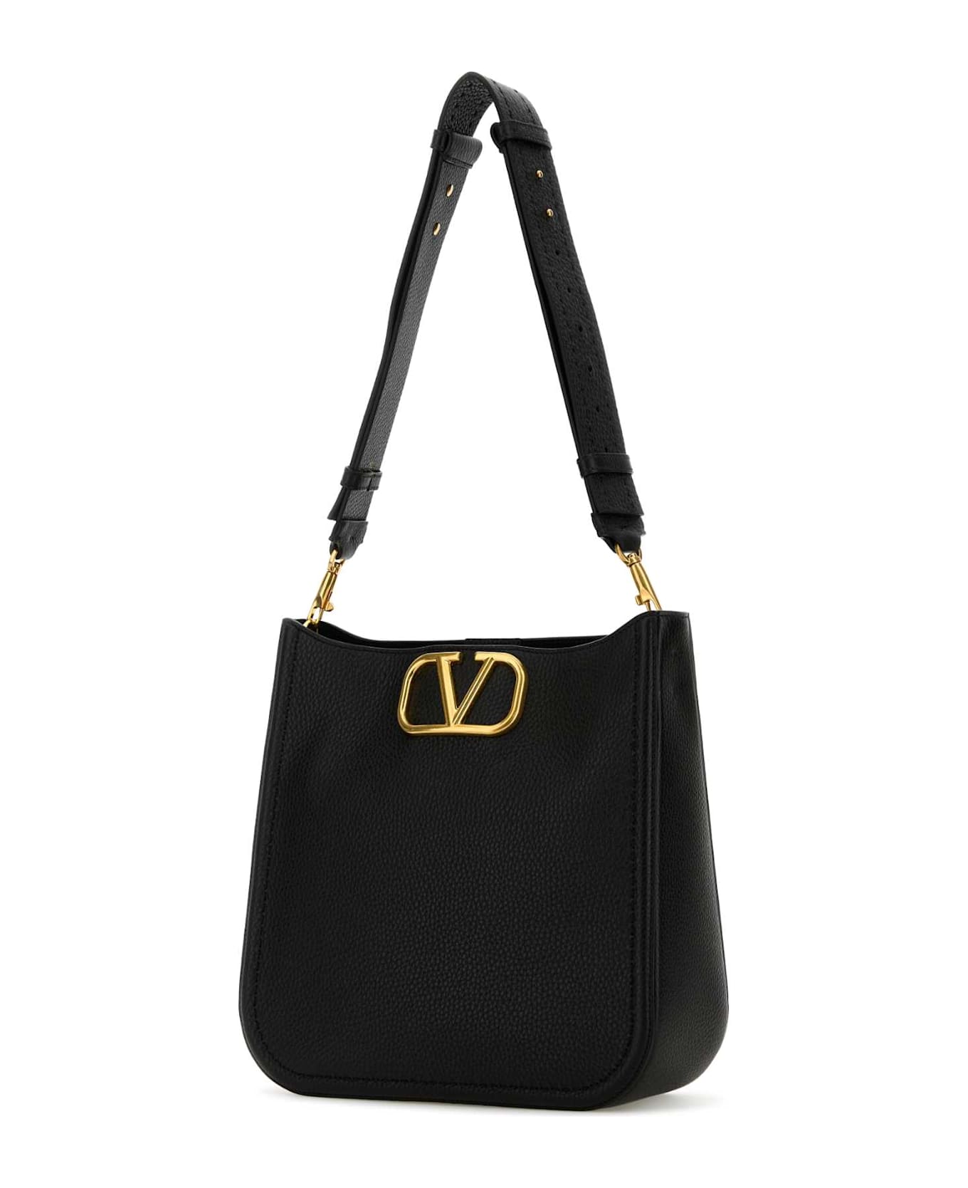 Valentino Garavani Black Leather Vlogo Crossbody Bag - NERO