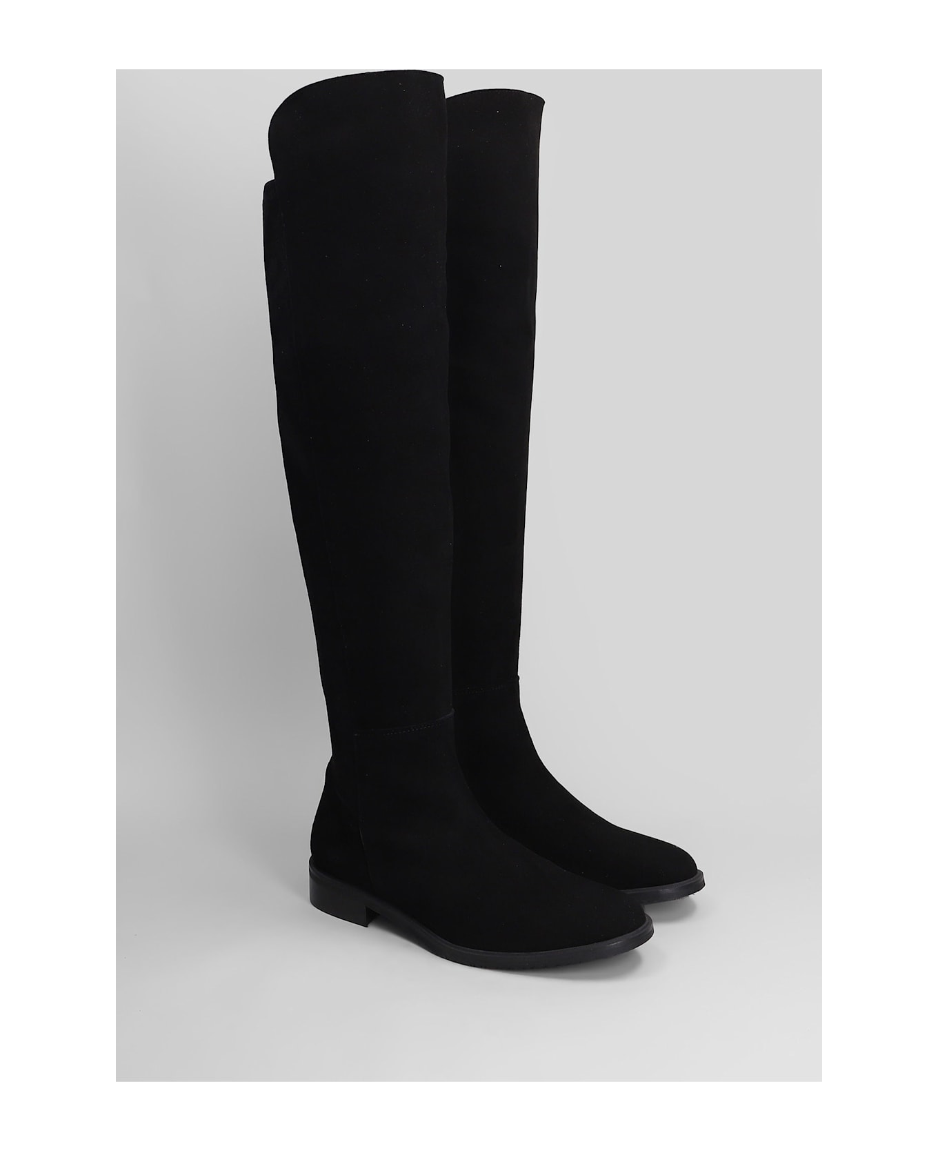 Julie Dee Low Heels Boots In Black Suede - black