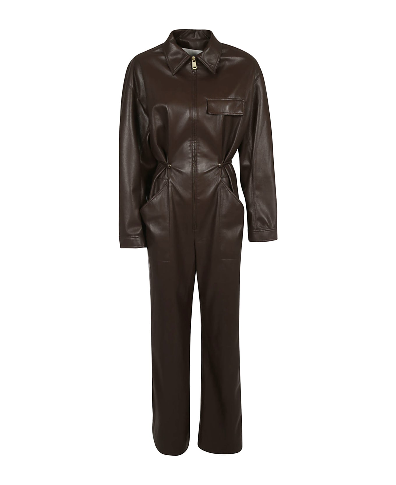Nanushka Workwear Ruched Boiler Suit - Dark Brown