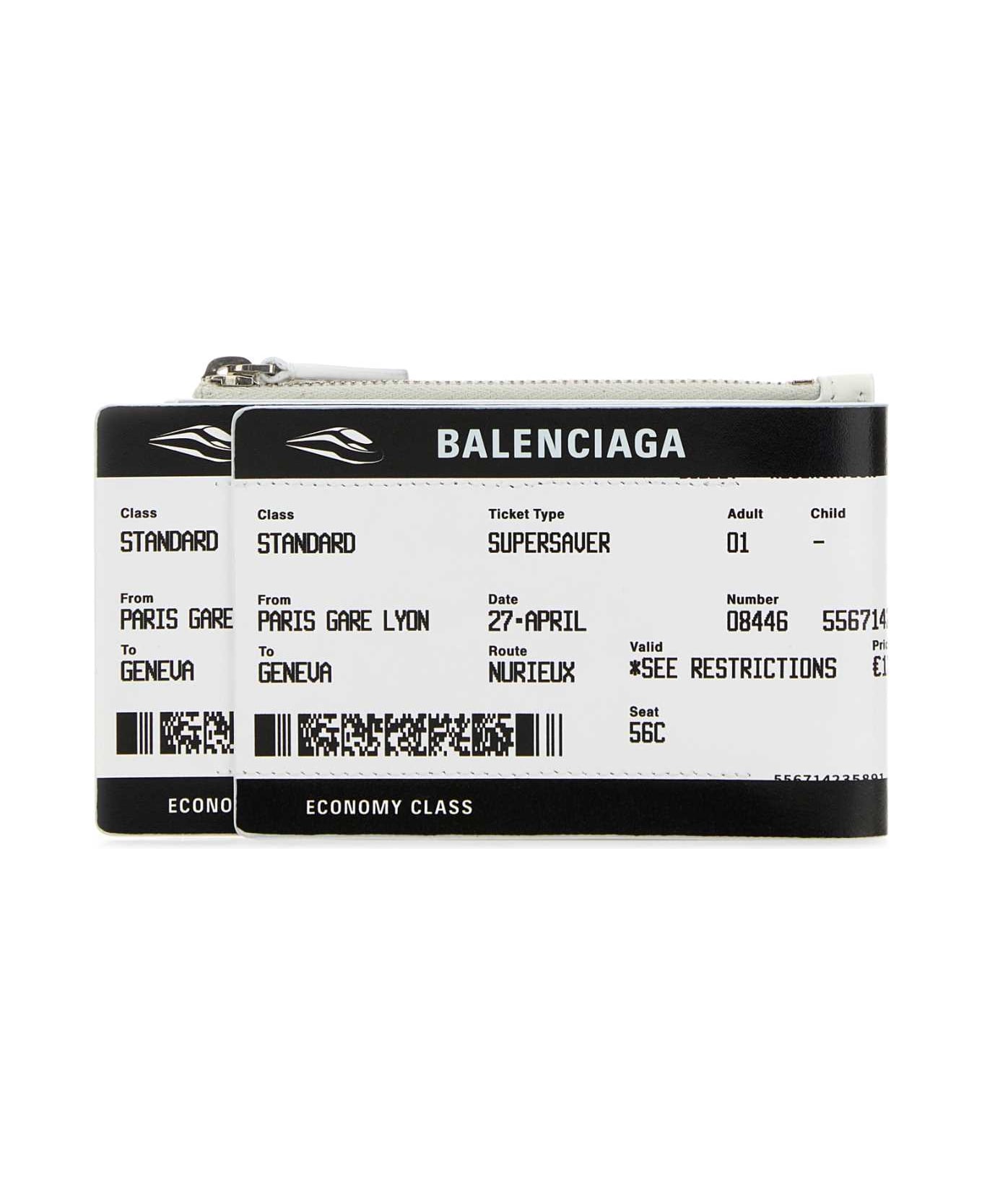 Balenciaga Printed Canvas Carta Di Imbarco Passport Card Holder - BLACK WHITE