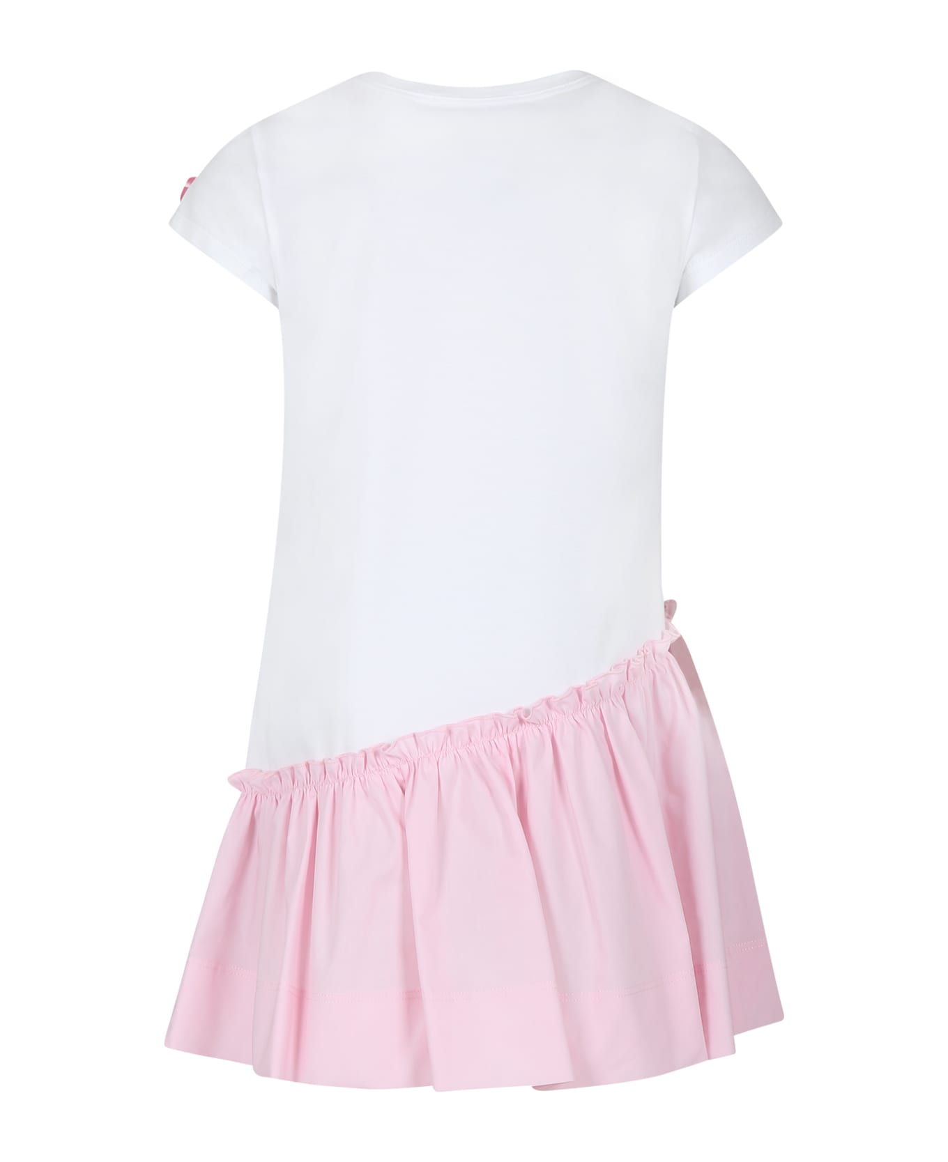 Monnalisa White Dress For Girl With Minnie Print - White ワンピース＆ドレス