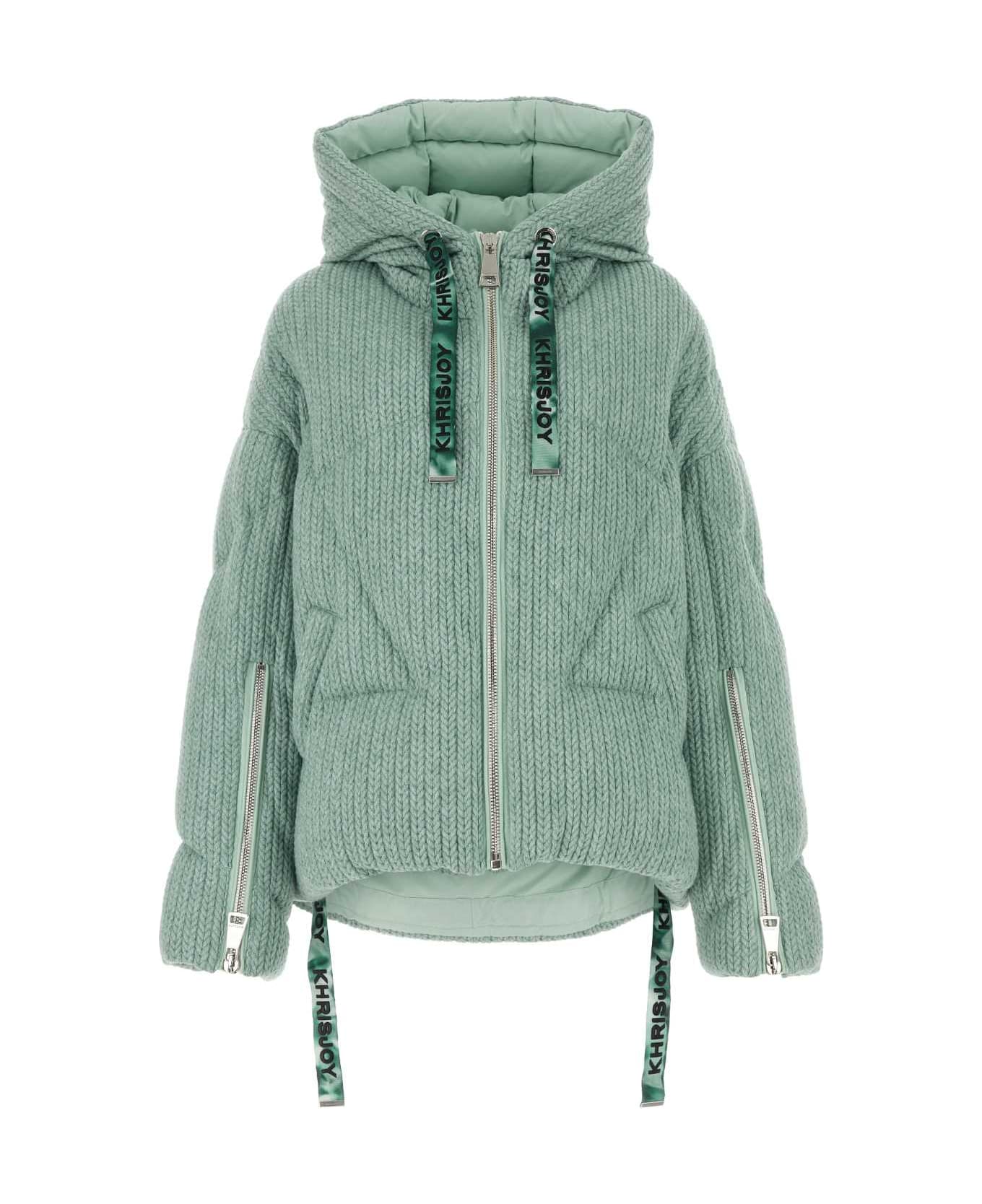 Khrisjoy Mint Green Knit Puff Down Jacket - MINT