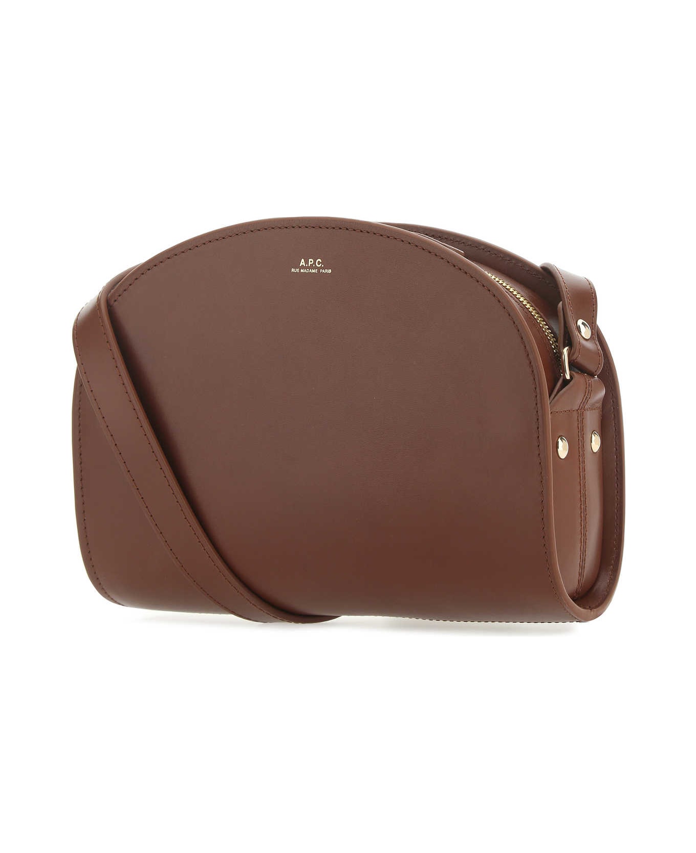 A.P.C. Brown Leather Demi Lune Shoulder Bag - CAD