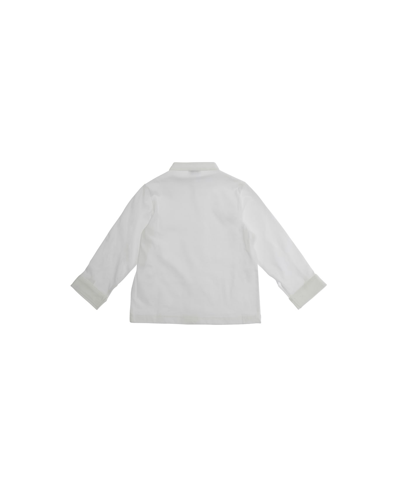 Il Gufo White Round Neck Shirt With Front Logo In Cotton Baby - White